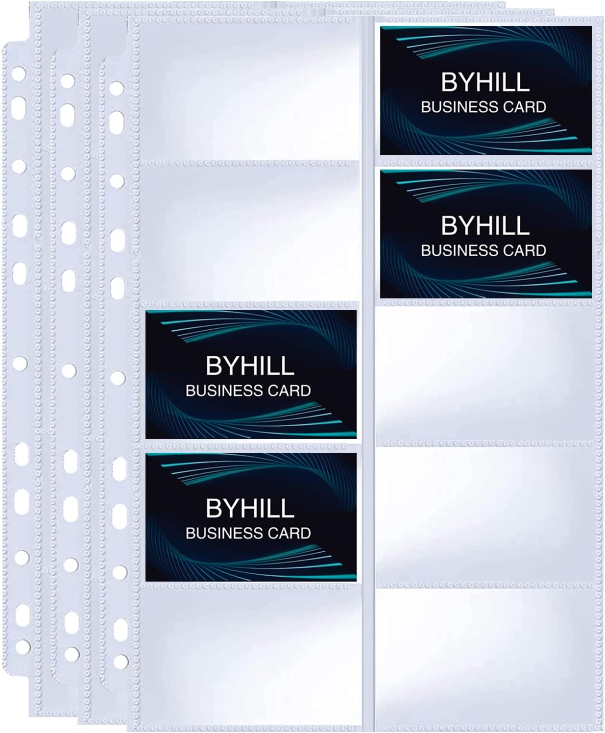30 Pack 600 Pockets Business Card Sleeves Binder Sheets, Ultra-Clear Business Card Pages for 2/3/4 Ring Binder, Double Sided 10 Pocket Credit Card Pages