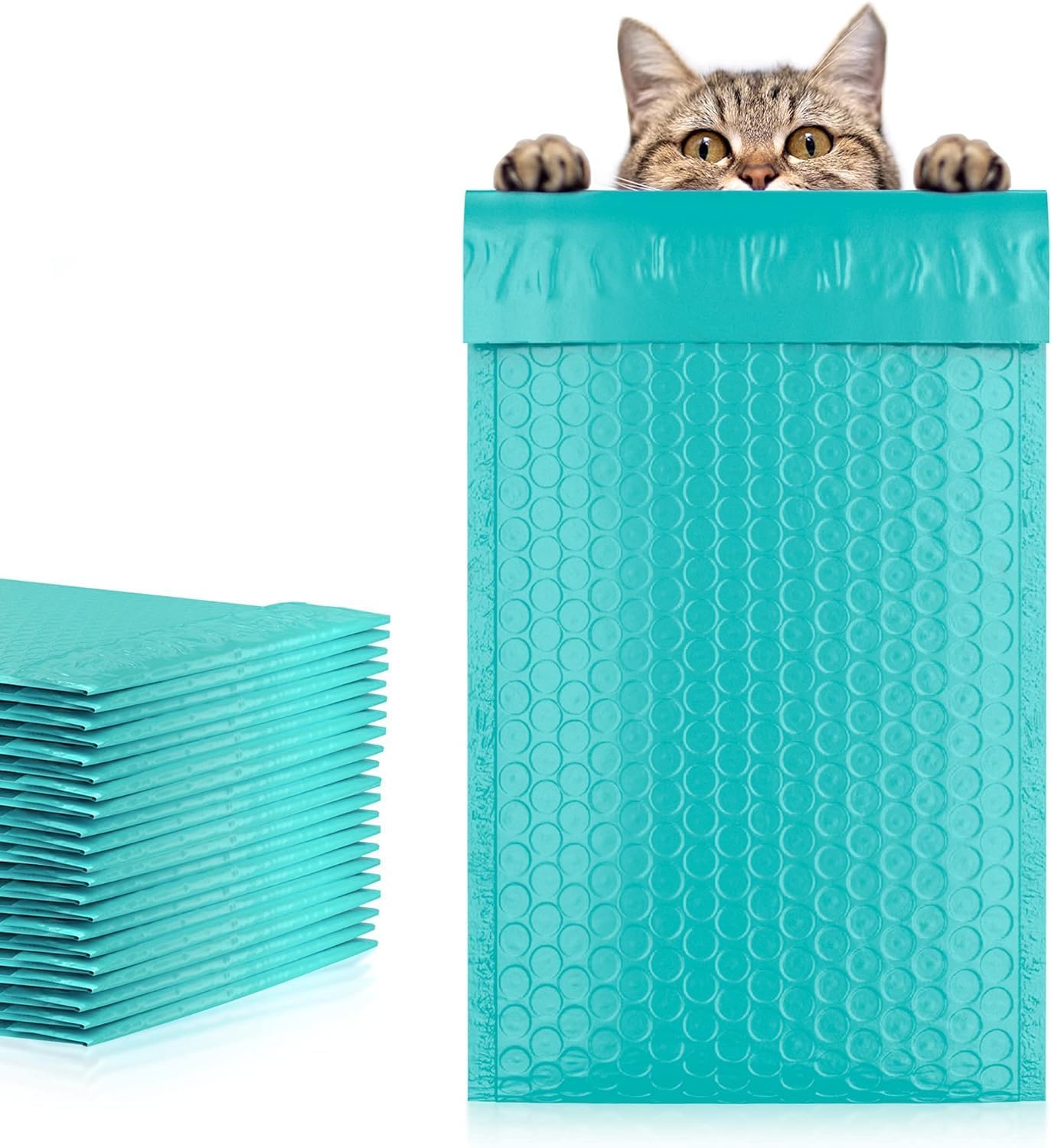 Teal Poly Bubble Mailers Self Seal, 4 x 7 Inch. Pack of 400 Bubble Packaging Envelopes for Shipping. Durable Padded Envelopes Waterproof. Self Seal Padded Mailers. Shipping Packages