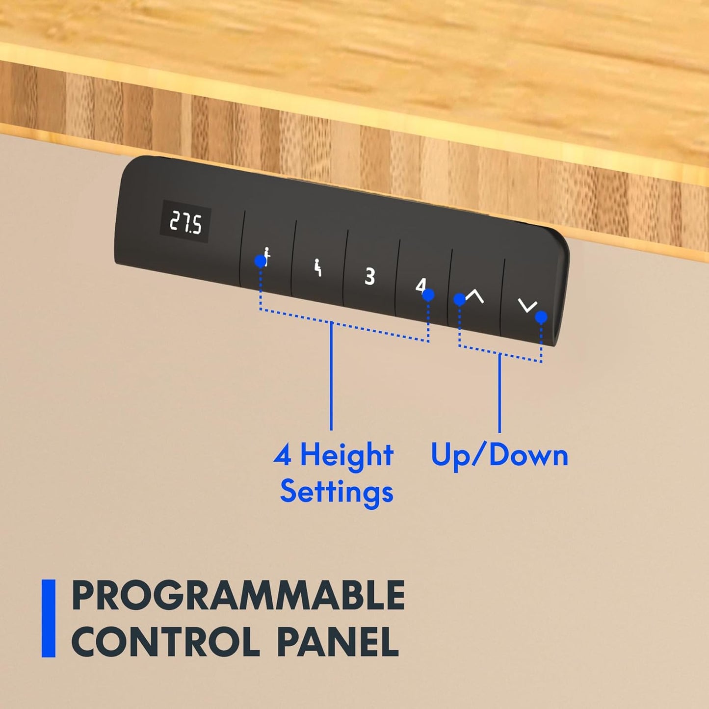 FLEXISPOT E3 Bamboo Dual Motor 60x30 Inch Electric Height Adjustable Standing Desk Whole-Piece Board Sit Stand Up Desk (Black Frame + Bamboo Desktop)