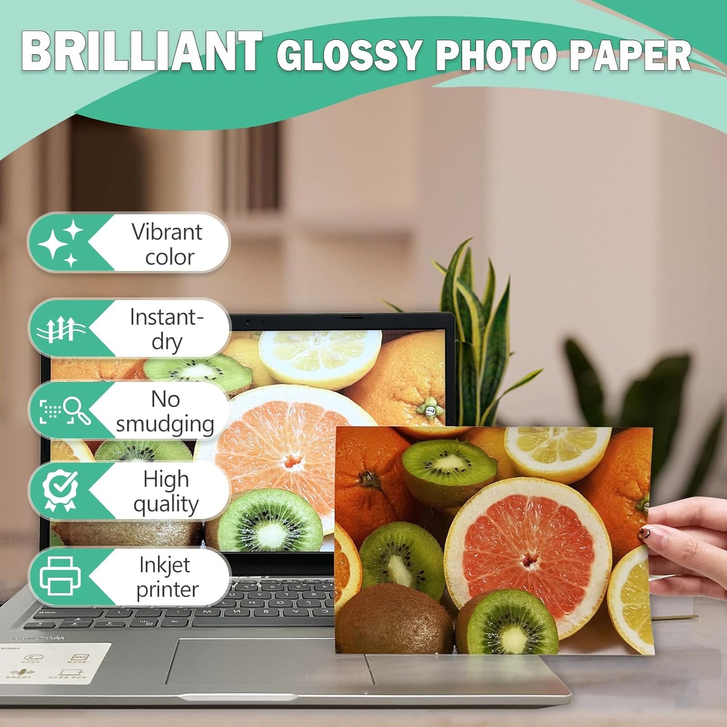 36lb Glossy Photo Paper, 8.5x11, Letter Size, Thin Glossy Photo Paper for Chip Bags, Inkjet, 100 Pack