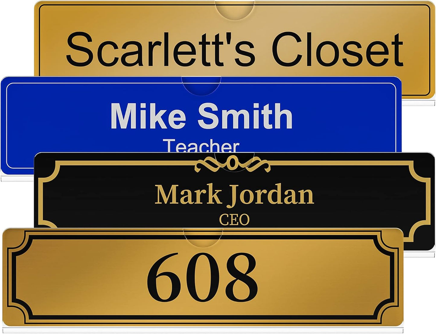 Acrylic Wall Name Plate Holder, Office Door Name Plate with Adhesive Tapes, Clear Sign Holder Frame, 2"x8", 40 Pack