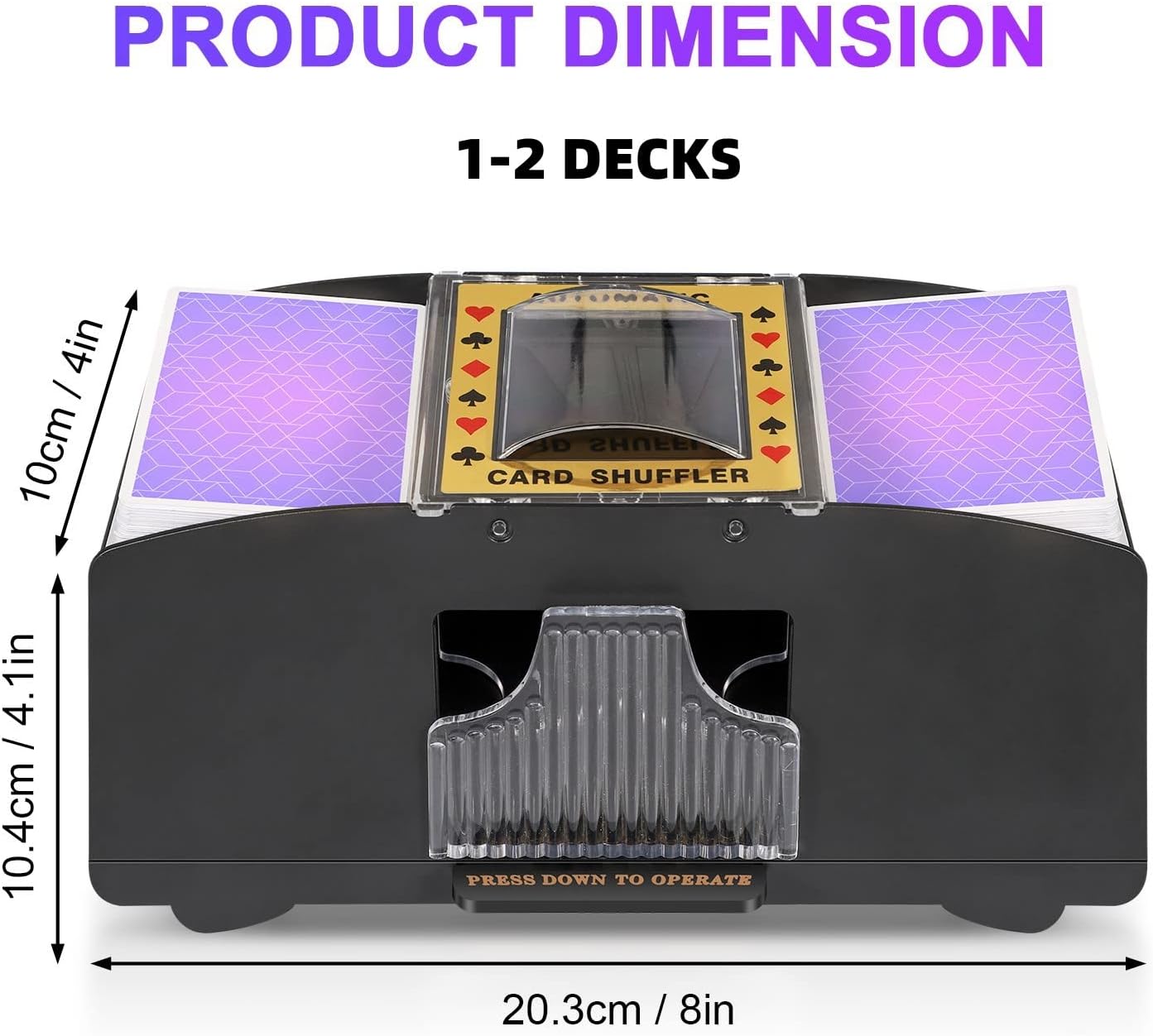 Automatic Card Shuffler 2/1/4/6 Deck,Battery-Operated Electric UNO Poker Shuffler,Playing Card Shuffler for Home Card Game,Travel