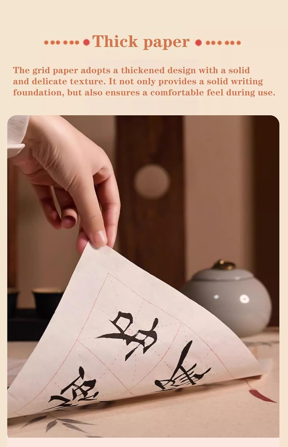 Xuan Paper, Chinese Calligraphy Paper with Grid for Practice, Rice Paper for Brush Writing(White, Grid-7.5cm,100 Sheets)