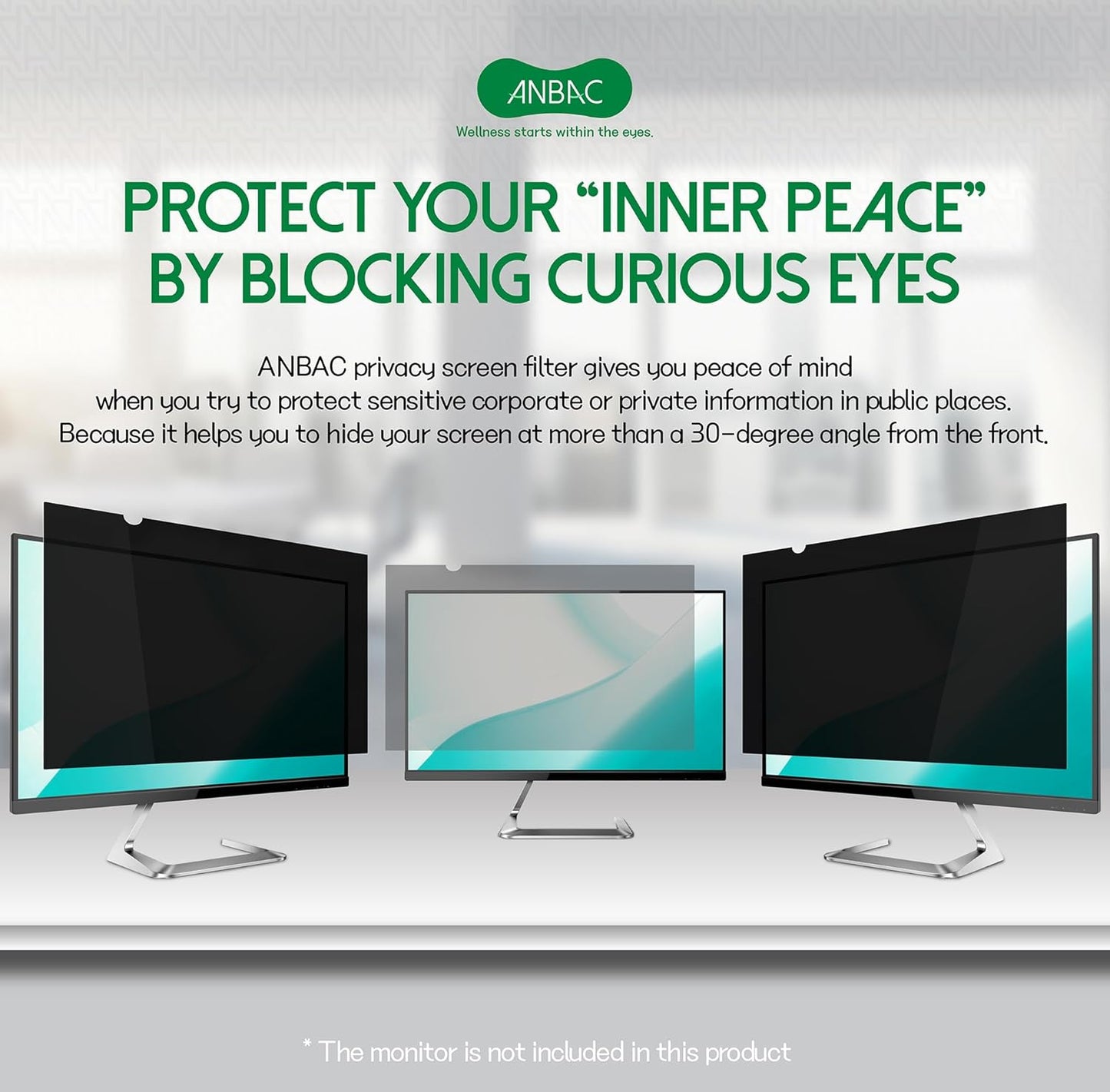 19 Inch Desktop Privacy Screen Shield for 16:10 Wide Monitor - Anti Glare Computer Privacy Screen Cover | Blue Light Blocking Screen Protector | Scratch Resistant UV Filter | Attachment Type
