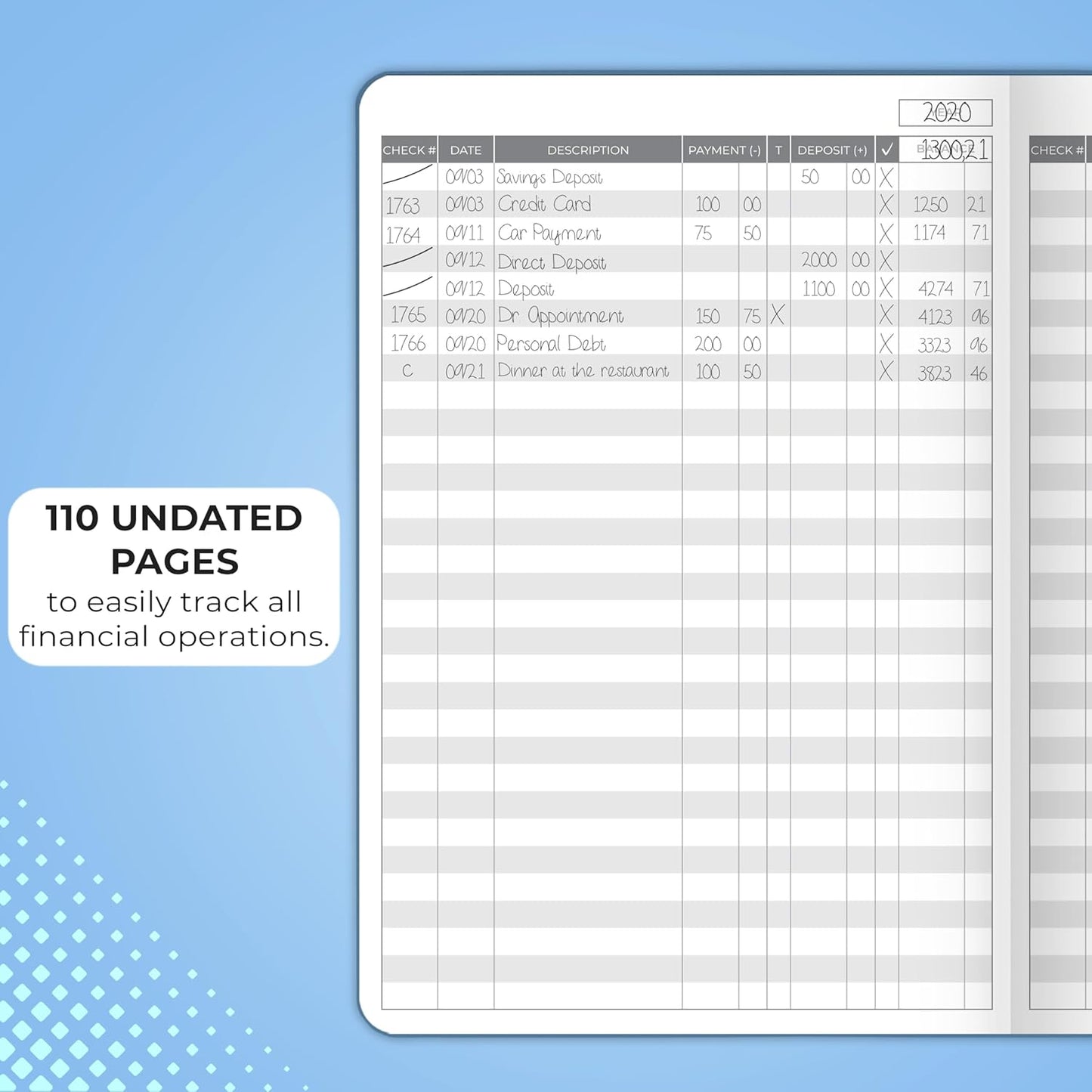 Clever Fox Check Register Book - Deluxe Transaction Register, Accounting Ledger Book, Checkbook Register & Checking Account Register Book for Personal and Work Use, A5 Hardcover - Mystic Blue