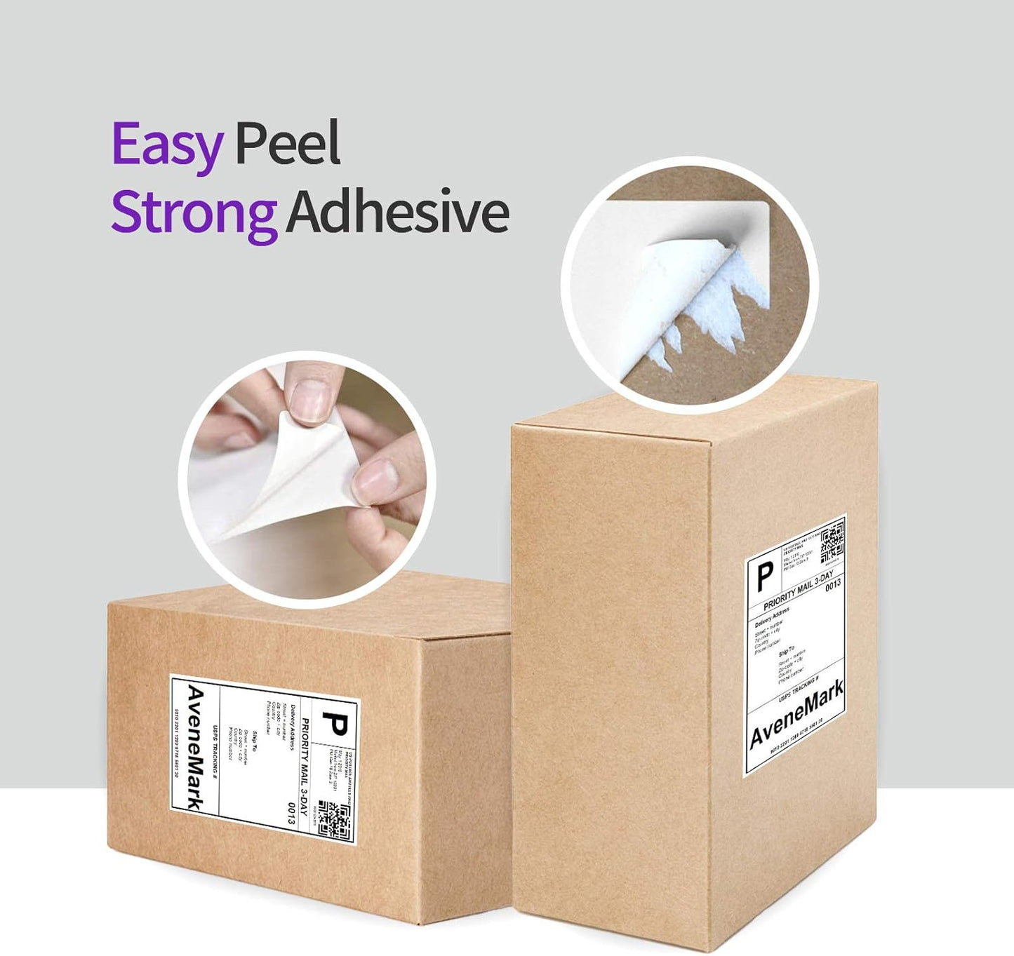 AveneMark 4 Stacks 2000 Labels 4" x 6" Fanfold Direct Thermal Labels, Postage Shipping Labels Paper with Perforated, Strong Adhesive Label for Zebra, Rollo, MUNBYN Thermal Printer,500 Labels per Stack