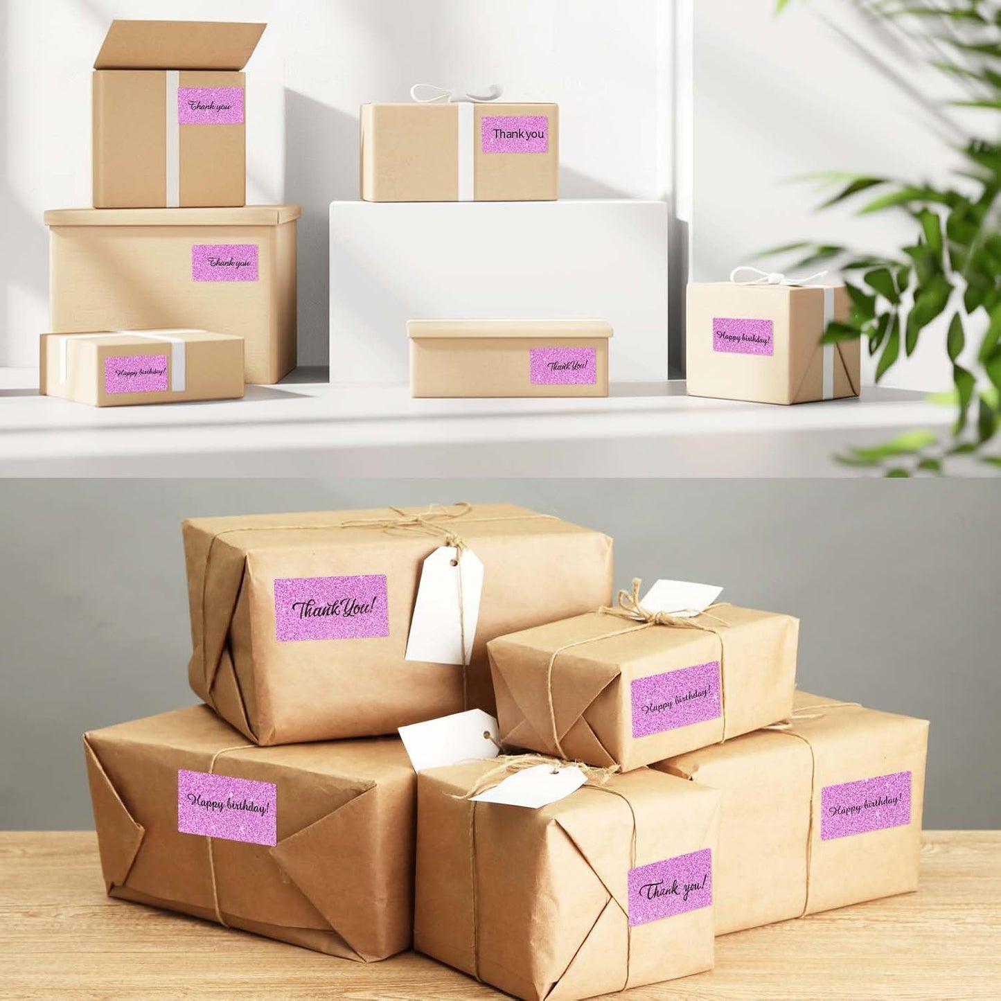 2.25"x1.25" Holographic Thermal Labels Stickers, Glitter Direct Thermal Printer Labels, Waterproof Self-Adhesive Address Shipping Label Stickers, 300 Sheet/ 1 Roll, Holographic Shiny Pink