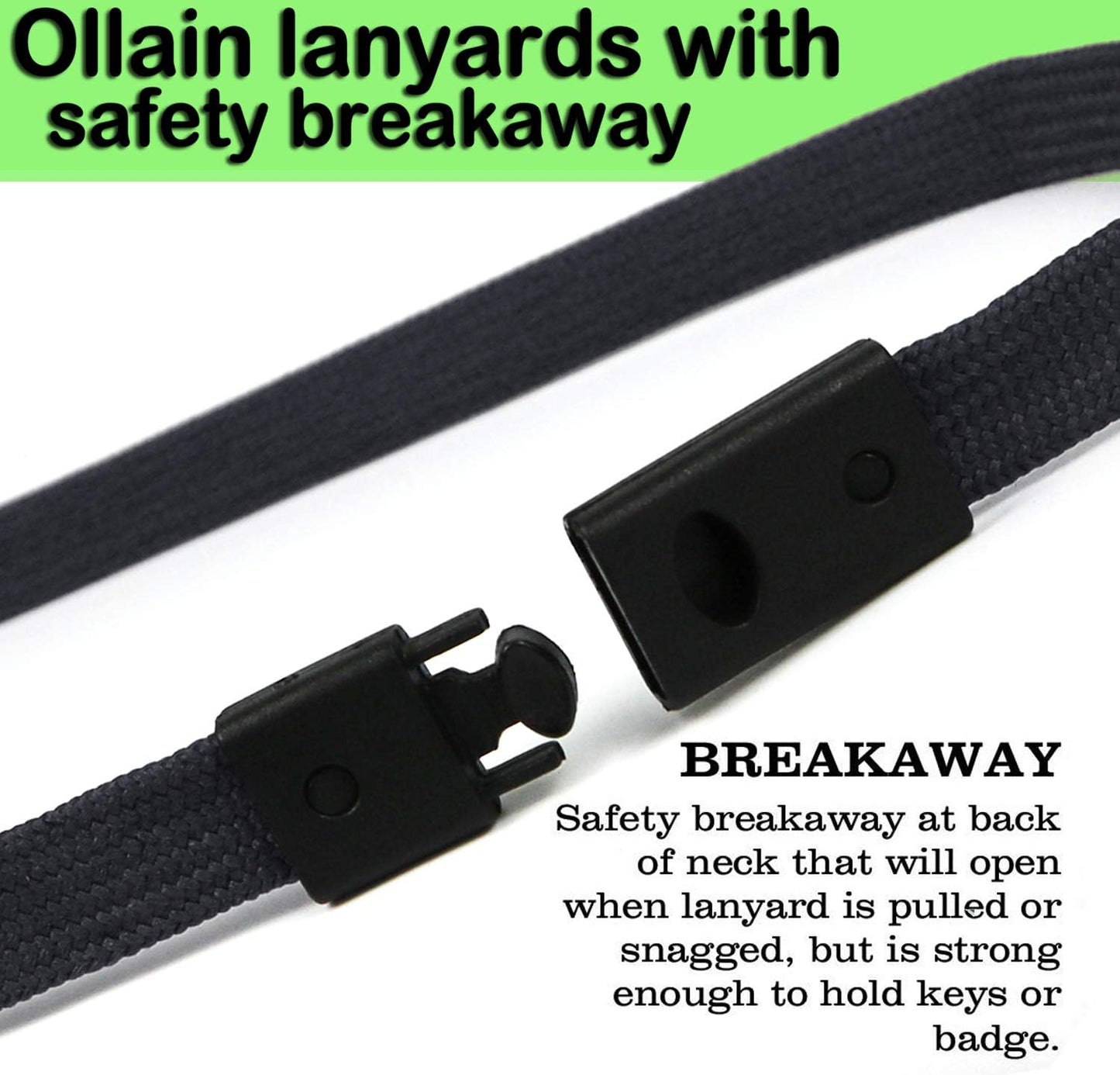 Safety Breakaway Lanyard with J-Hook Flat Lanyards for ID Badges Cruise Lanyard Bulk Preimum Lanyards for Women/Men Business Card NameTag Holder Lanyards Employee Students (Black, Breakaway 50 Pack)