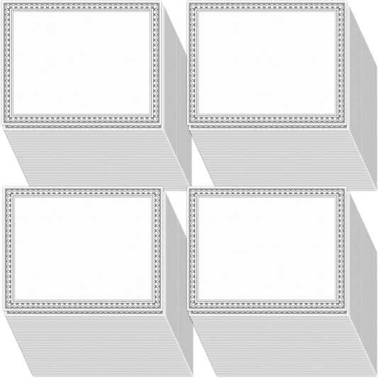 200 Sheet Silver Foil Award Certificate Paper Bulk 8.5 x 11 in for Printing Customizable Blank Cardstock Silver Border Certificate Laser and Inkjet Printer Friendly for Graduation Diploma Achievement