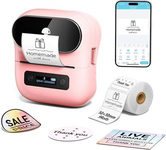 Phomemo M220 Bluetooth Label Maker Machine,Label Printer for Small Business, Office, Home & School, Portable Label Maker with 700+ Templates,400+ Fonts,6000+ Icons, Compatible with Phone, PC