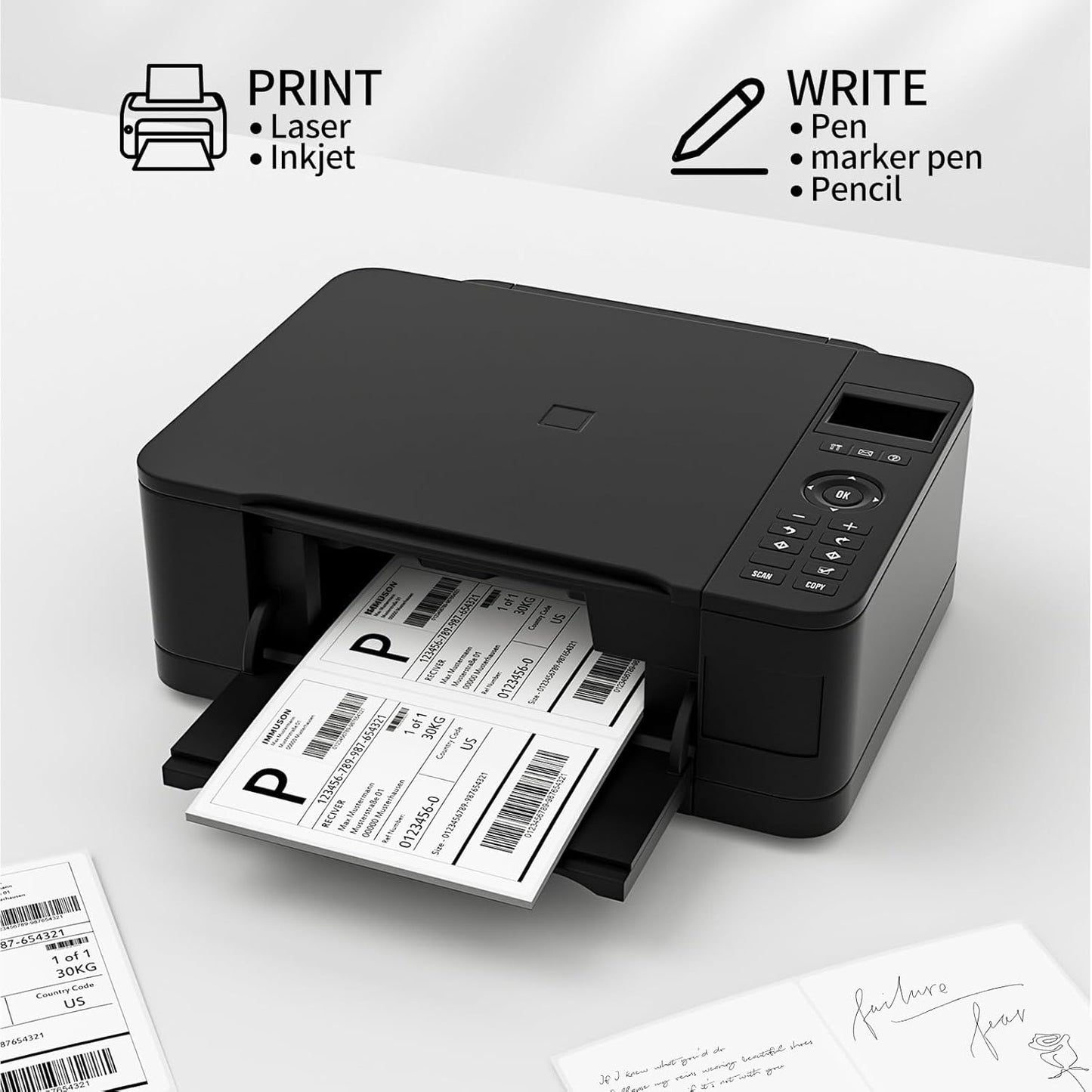Coopaty Half Sheet Shipping Labels 8.5" x 5.5" Sticker Labels for Laser & Ink Jet Printers, 2 Per Page Self Adhesive Mailing Labels for Packages (2000 Labels)