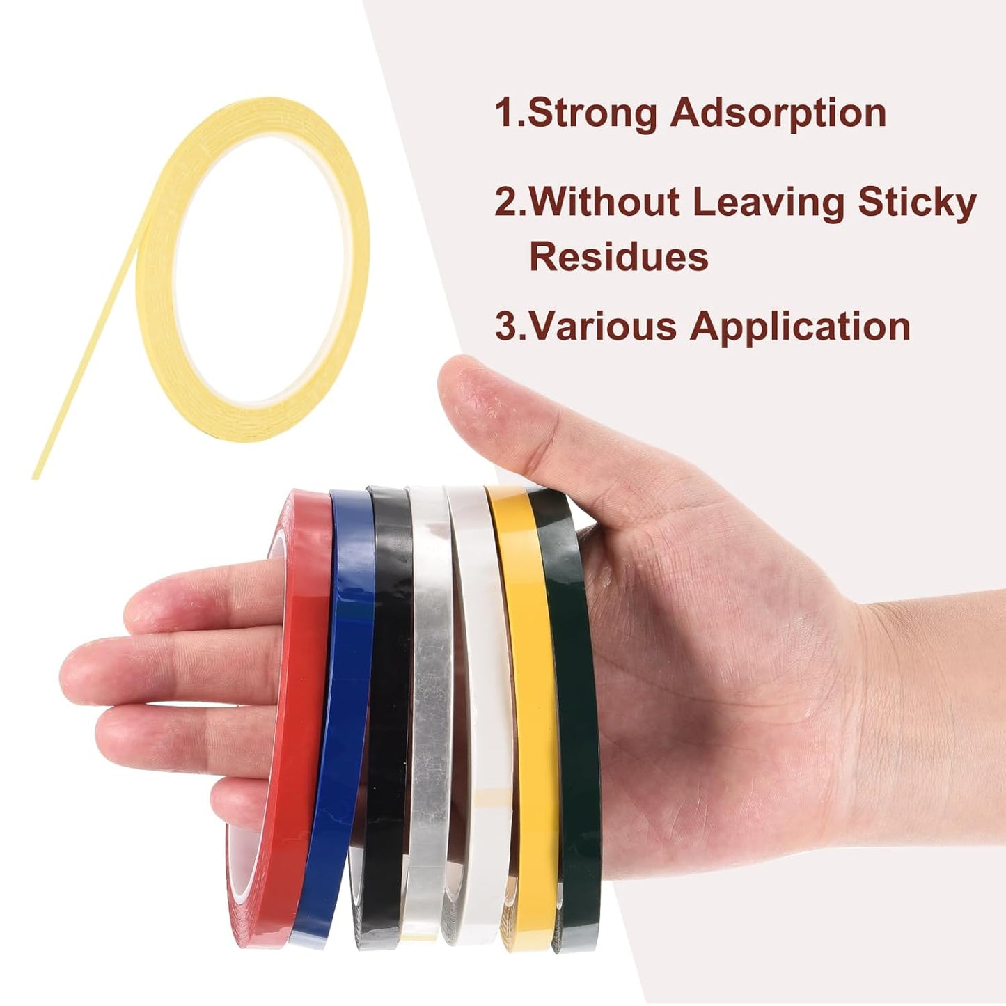 MECCANIXITY 10 Rolls Whiteboard Tape Graphic Chart Tape 3mm 54.7 Yard Art Tape Thin Self-Adhesive Pinstripe Tape Masking Tape for Gift Wrapping Craft Supplies, Light Yellow