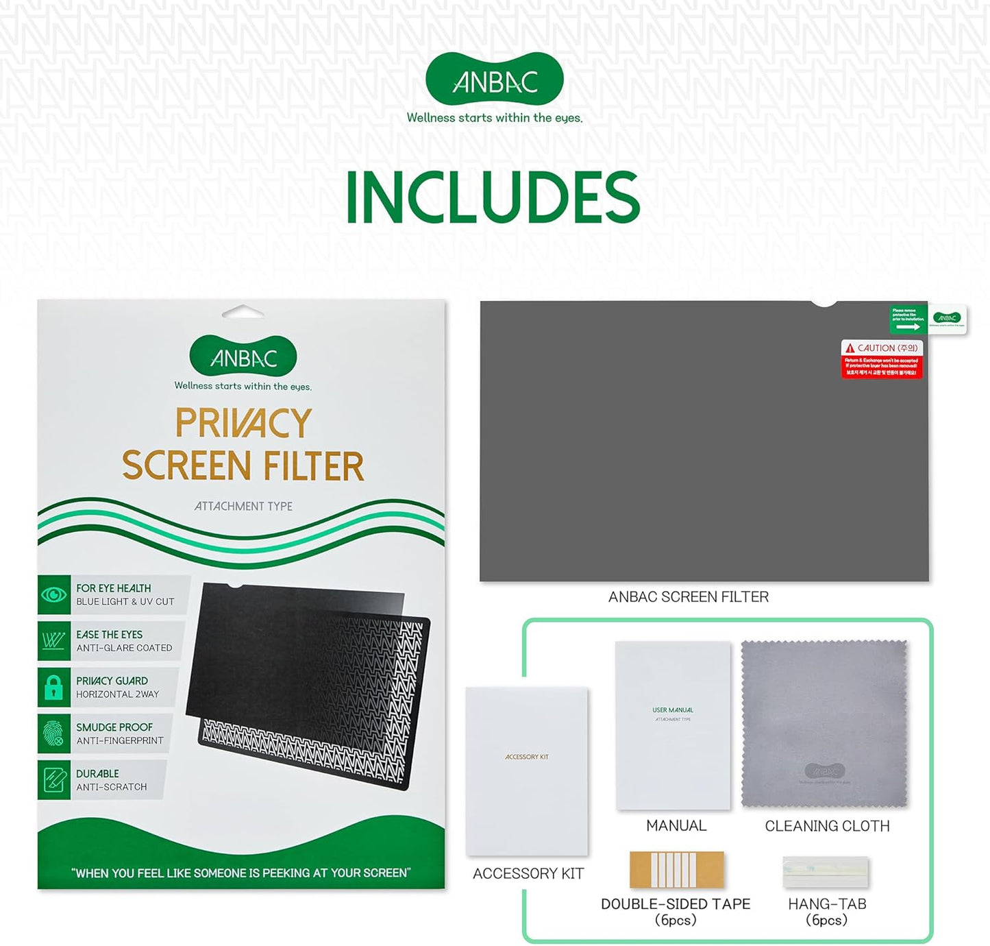 20.1 Inch Desktop Privacy Screen Shield for 16:10 Wide Monitor - Anti Glare Computer Privacy Screen Cover | Blue Light Blocking Screen Protector | Scratch Resistant UV Filter | Attachment Type