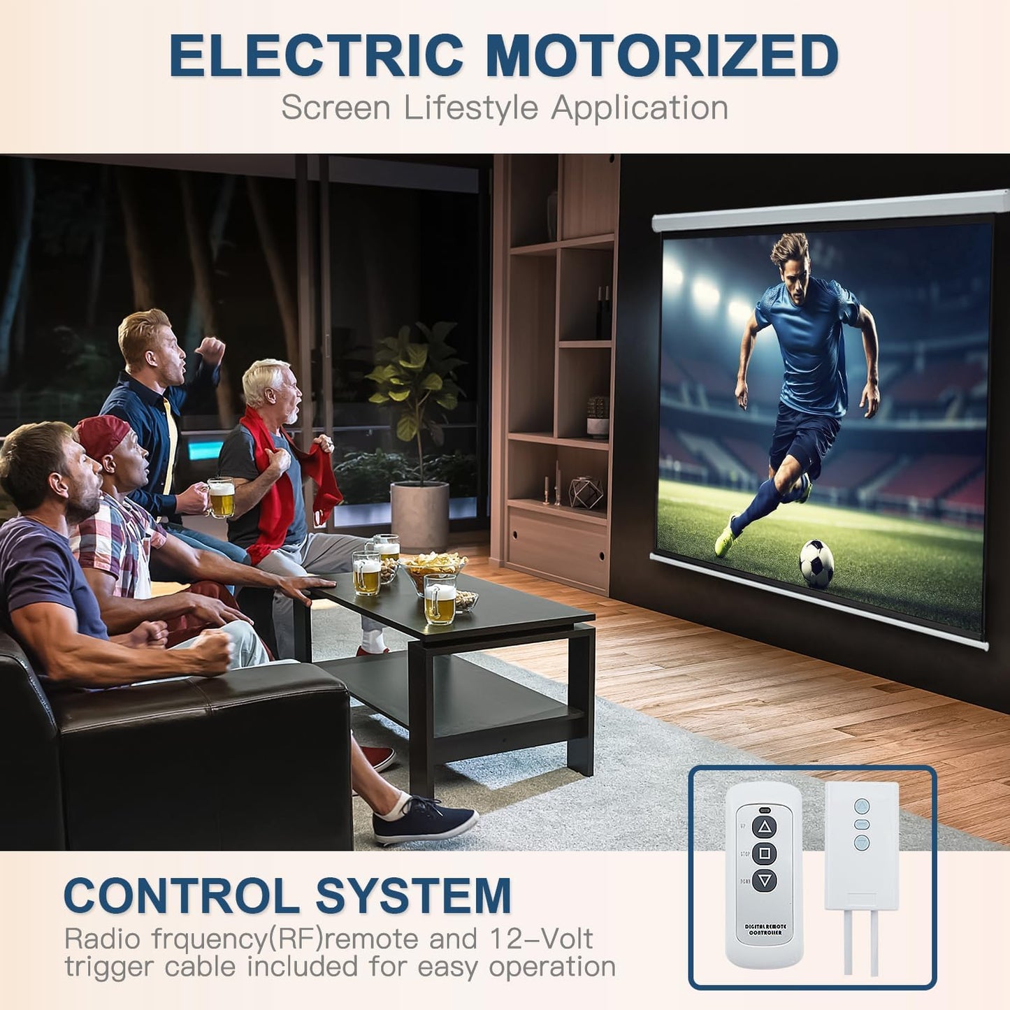YODOLLA 72" Projector Screen Motorized 16:9, 4K HD Pull Down Retractable Projection Screens Electric Automatic Wall Ceiling Movie Screen for Office Classroom Indoor with Remotes