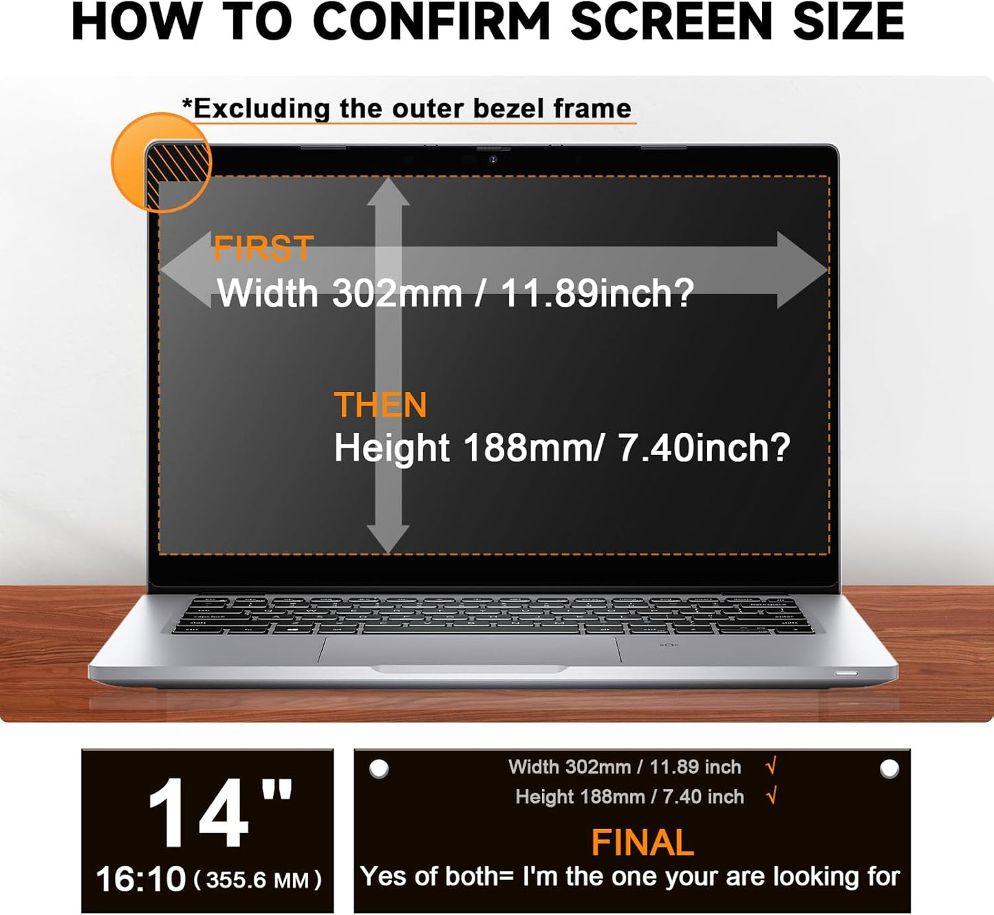 Mamol Laptop Privacy Screen 14 Inch for HP/Dell/Acer/Samsung/Asus/Lenovo/Toshiba, Removable 16:10 Aspect Privacy Filter Screen Protector, Anti Glare Blue Light Laptop Screen Shield 14 in