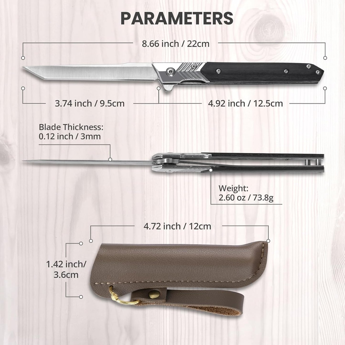 EDC Pocket Knife for Men, Slim Folding Knives with 3.74 inches Tanto Blade, Outdoor Hiking Knife Gifts for Men