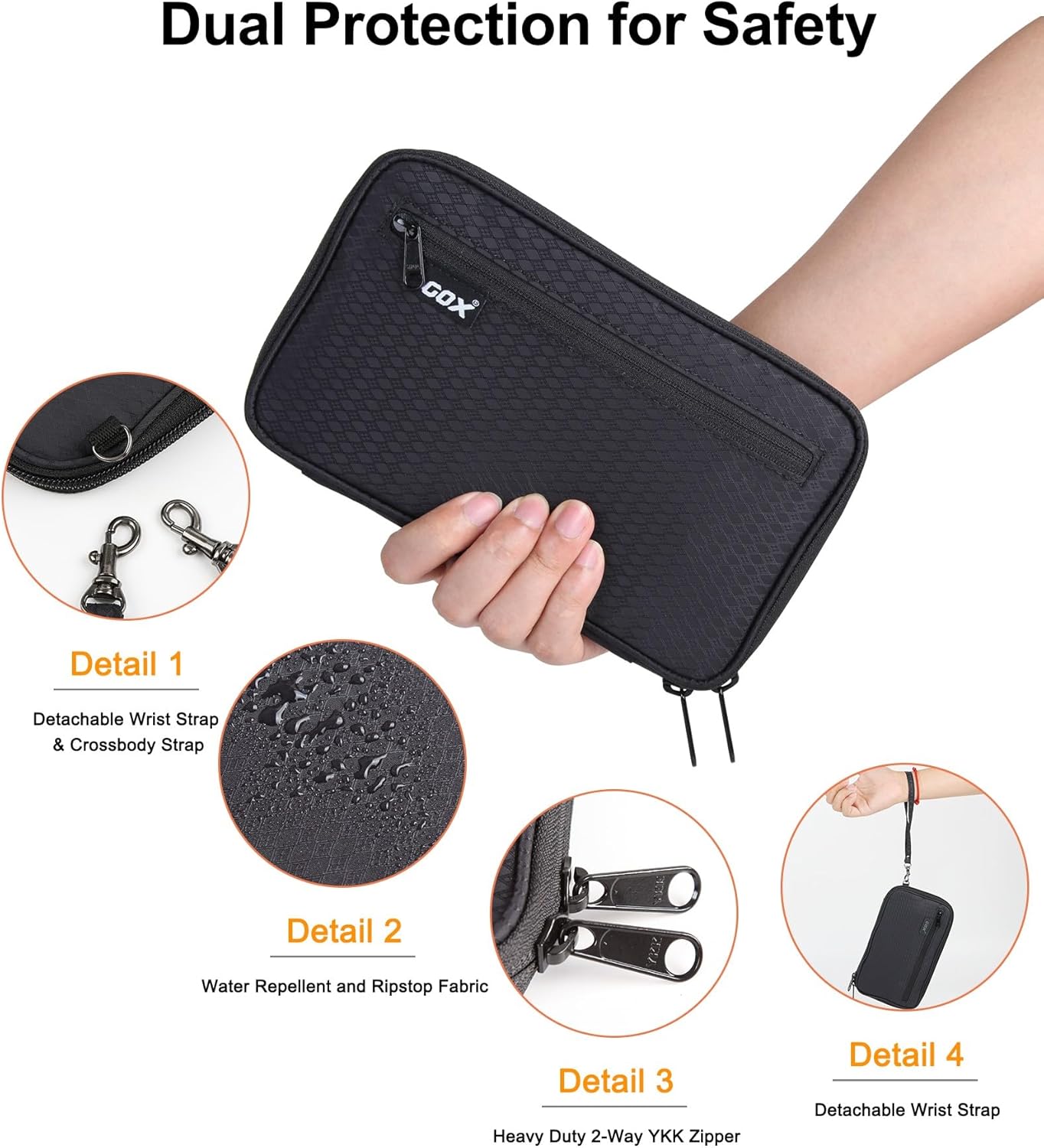 Neck Wallet RFID Blocking Family Passport Holder Organizer Case Travel Pouch (Black)