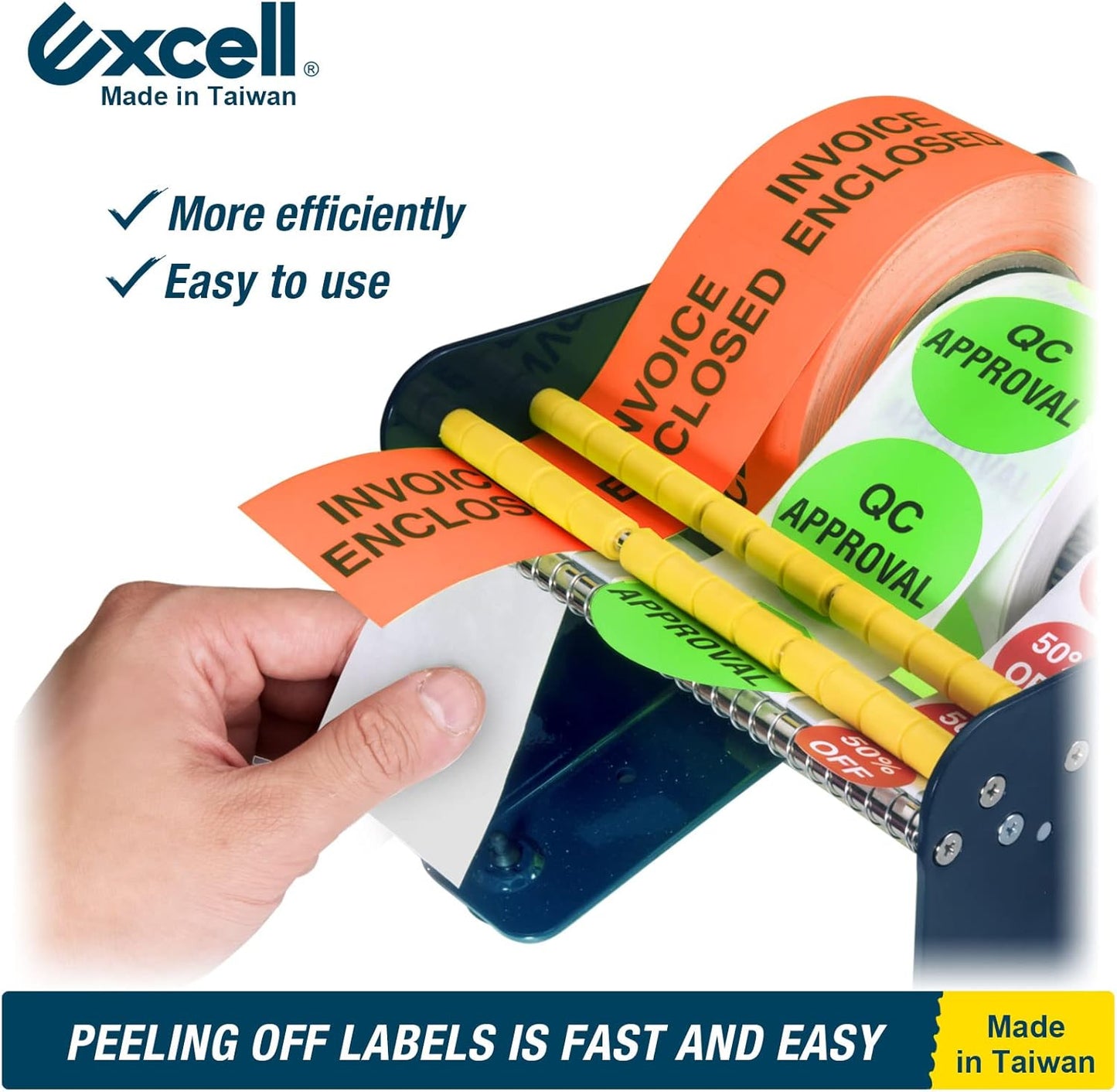 Excell LD-618 Manual Metal Table Label Dispenser: Ideal for Home, Office, Retail, and Warehouses. Fits 6.5" Labels. Features a Sturdy Metal Construction and Easy Label Dispensing.