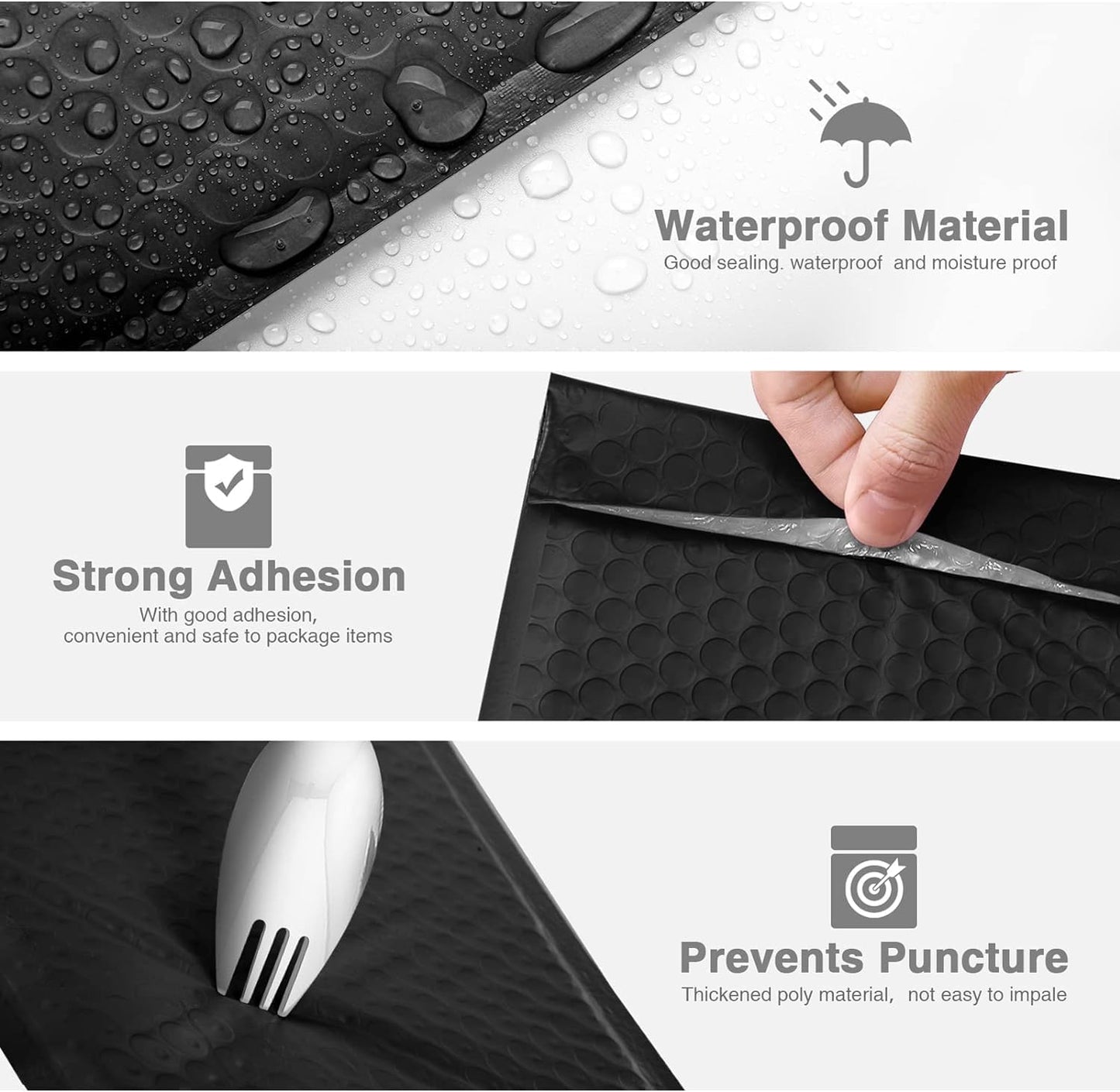 Metronic 4x8 Inch 800Pack Bubble Mailer, Black Bubble Mailers, Waterproof Padded Envelopes, Self Seal Adhesion Bubble Envelopes, Cushioning Padded Mailers for Jewelry, Bubble Mailers Usable Size 4x7