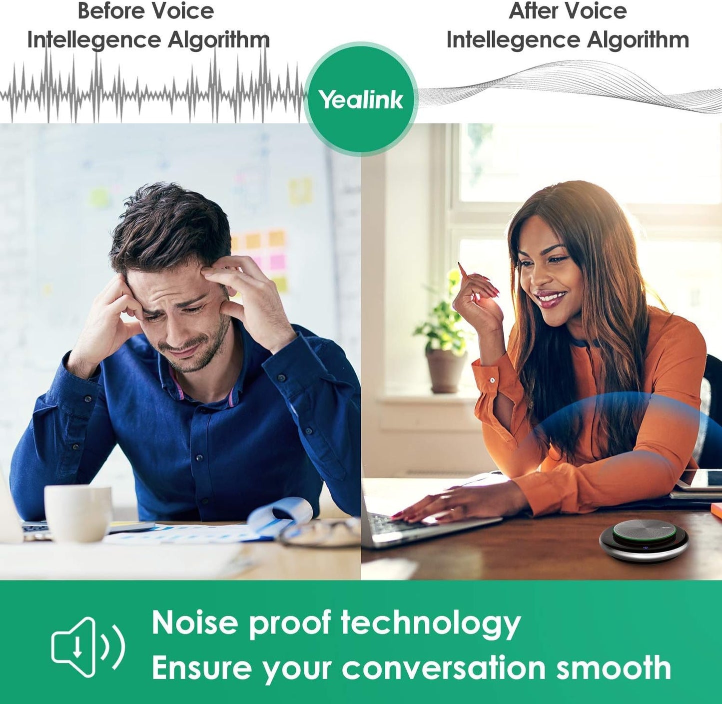 Yealink Bluetooth Speakerphone USB Speakers with Microphone Teams Certified CP900 Wireless Enhanced Noise Reduction Algorithm Home Office 360° Voice Pickup (Package Without dongle)