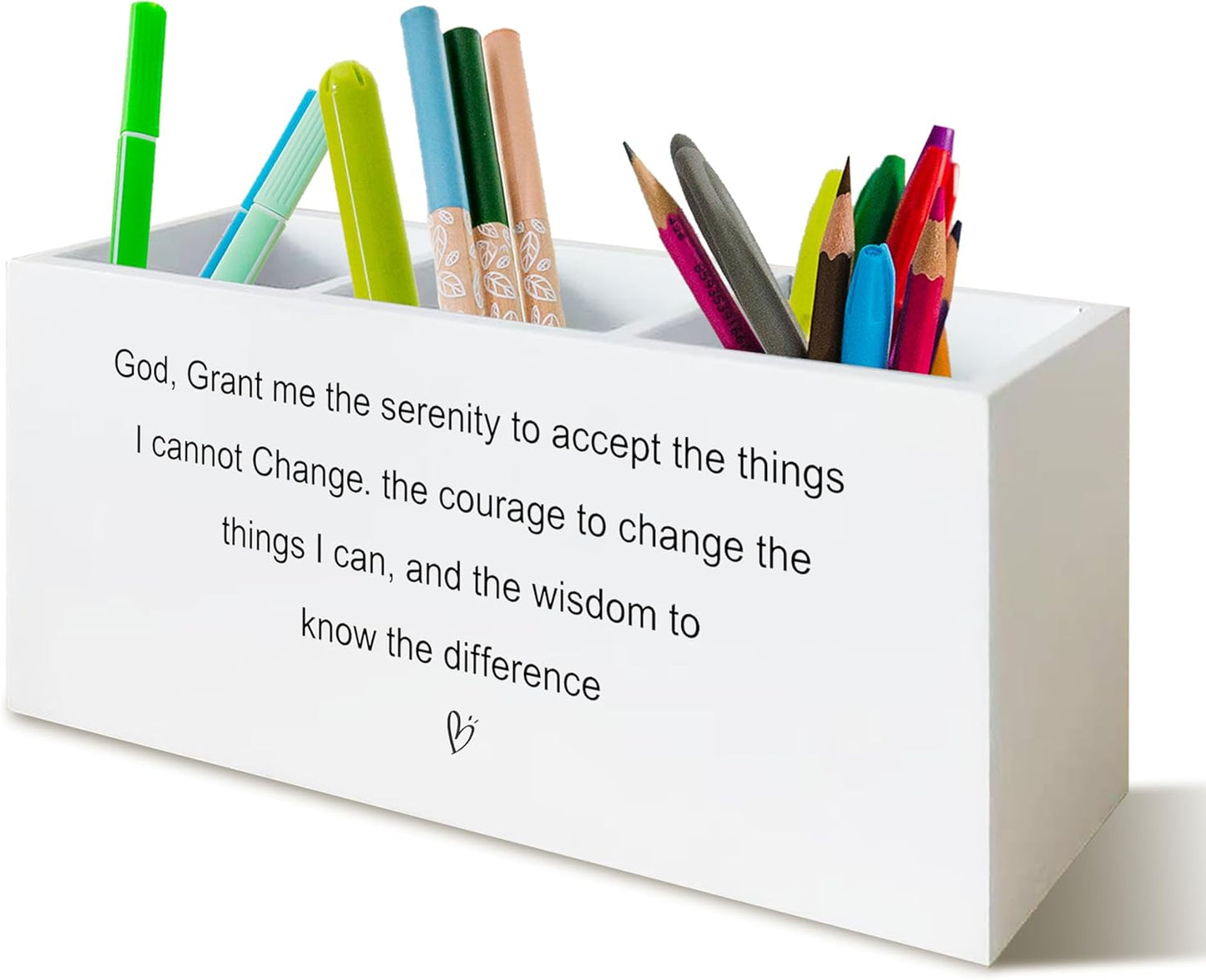 Inspirational Christian Pen Holder for Desk, Christian Gifts for Women Men, Motivational Bible Verse Scripture Wooden Pen Pencil Holder Organizer for Office Desk Accessories