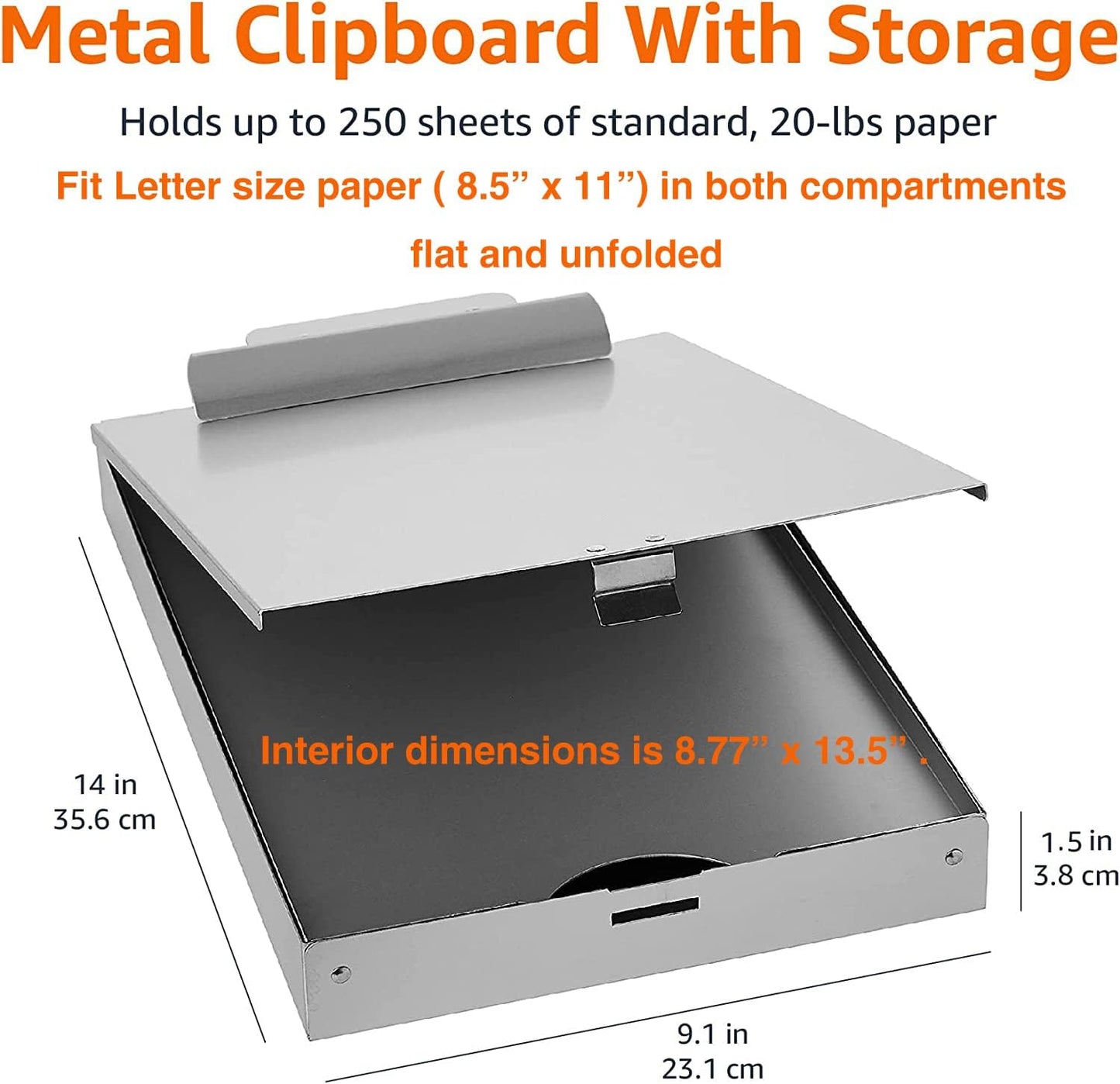 Amazon Basics Metal Storage Clipboard, Three-Tier, Pack of 10, letter size, Silver