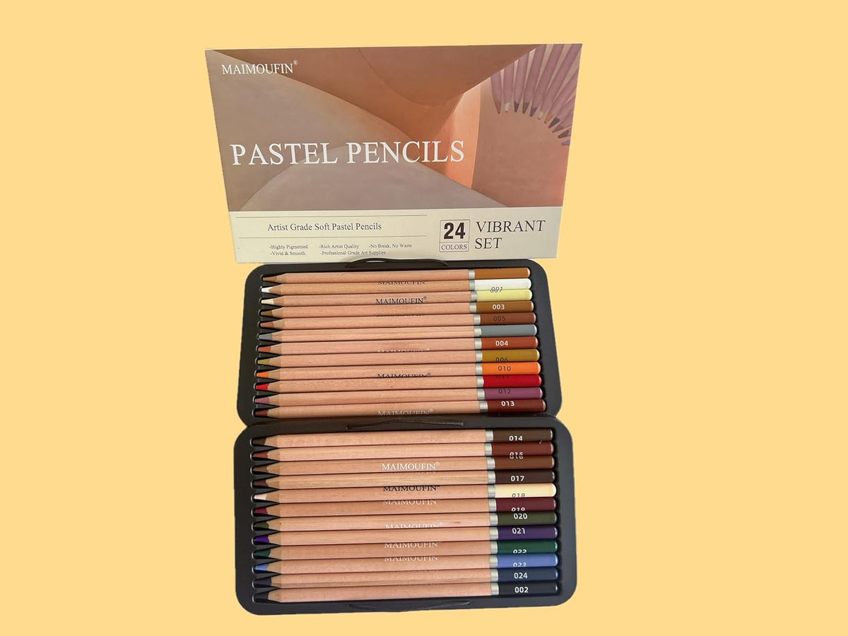 Soft Pastel Pencils 24 Colors Vibrant Drawing Pencil Set Professional Grade Pastels Art Supplies for Drawing Sketching Coloring (Brown)