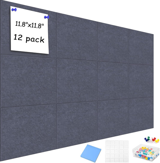 Large Acoustic Panels, 48"X36"X0.4" Sound Proof Foam Panels for Walls, Sound proof panels for walls, Soundproof Wall Panels for Home Studio&Office Decor. (Dark Grey)
