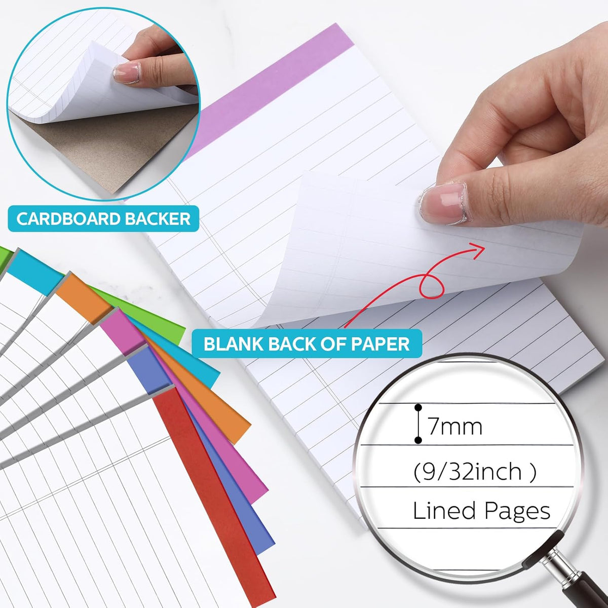 Colarr 24 Pack Legal Pads 4 x 6 Inches Lined Notepads 50 Sheets Wide Ruled Writing Pads for School College Office Business