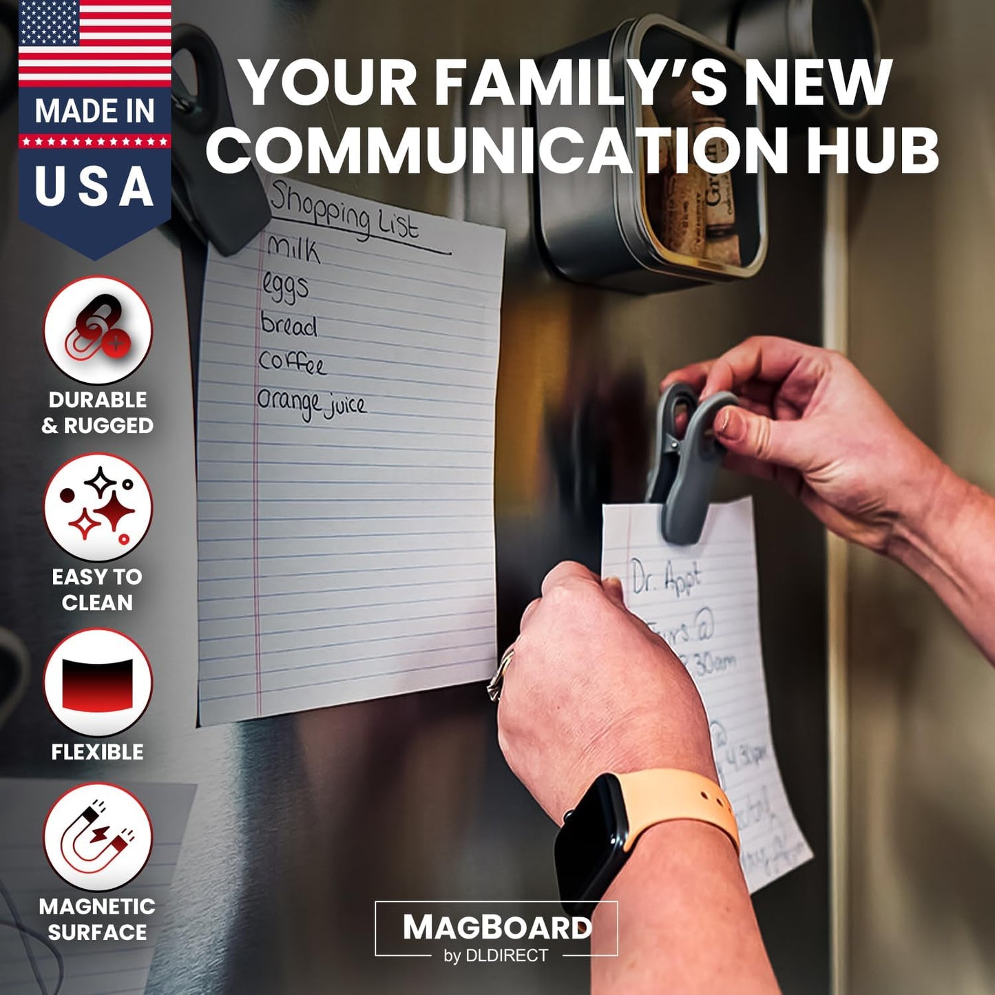 Diamond Life Magnetic Board - Memo & Vision Board for Home, School & Office - Magnet Board for Kids - Pre-drilled Mounting Screws Included (Stainless Steel 24"x48")