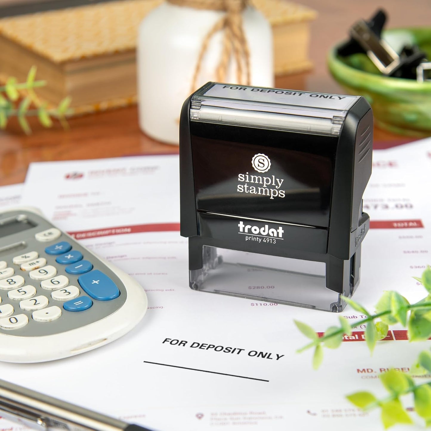 for Deposit Only Office Stamp | 4 Different Sizes | 20 Designs | Multiple Color Options | Perfect for Quick Validation of Office Documents (for Deposit Only, Large)