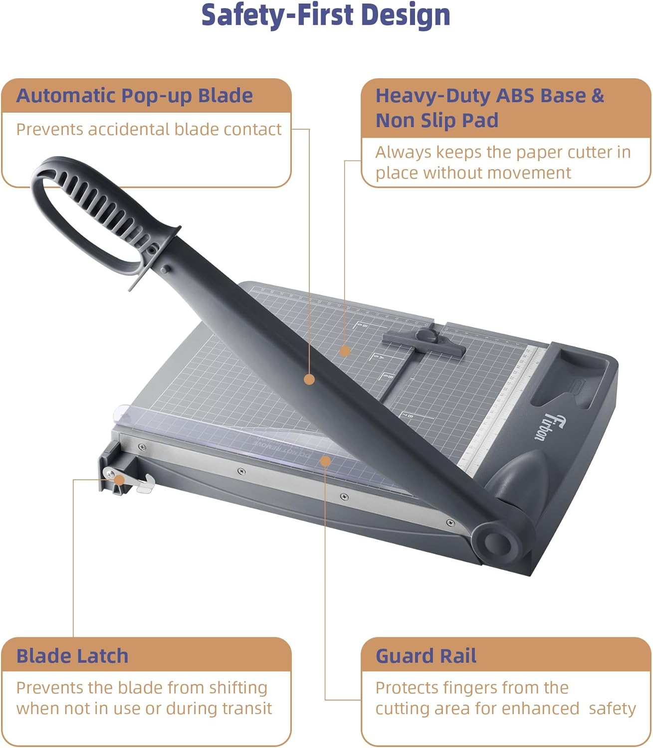 Firbon 12" Guillotine Paper Cutter, Heavy Duty 30-Sheet Capacity Trimmer for Cardstock, Photos, Scrapbooking, Office, Classroom, Studio (Gray)
