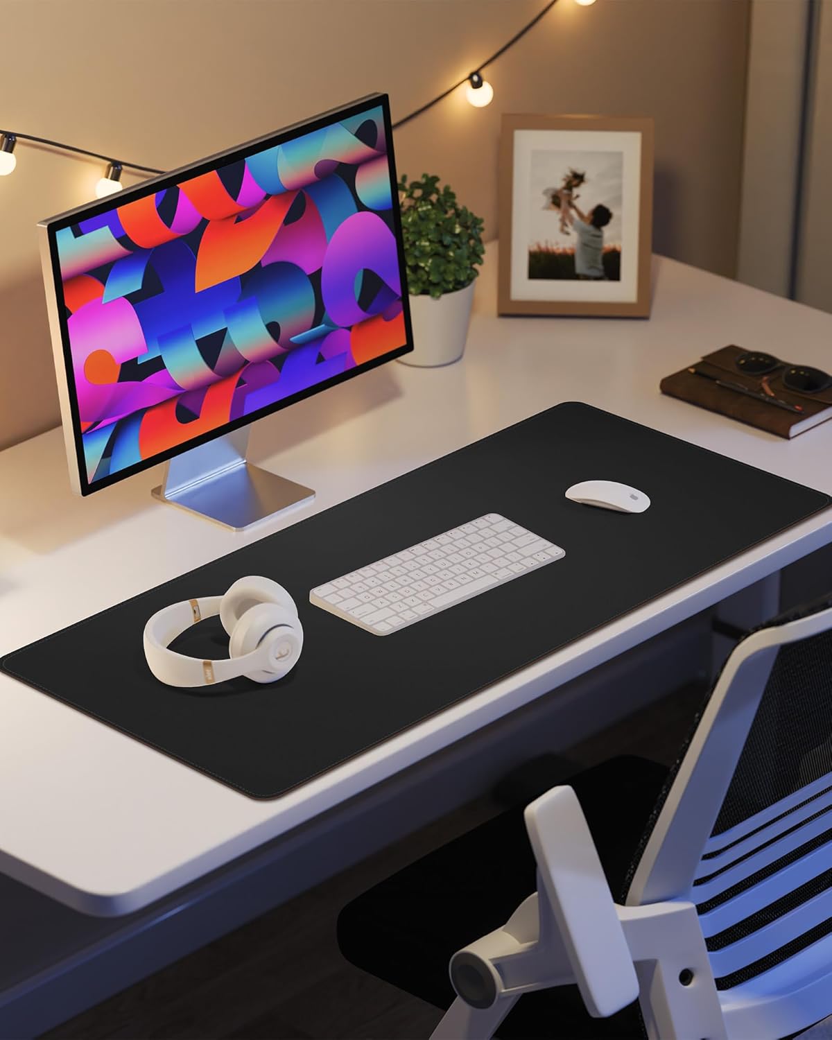 Non-Slip Desk Pad,Desk mat,Large Mouse Pad, Office Desk mat, Waterproof PU Leather Desk Blotter Mat, Desk Cover Mat,Desk Organizer and Accessories for Men(Black, 23.6" x 13.7")