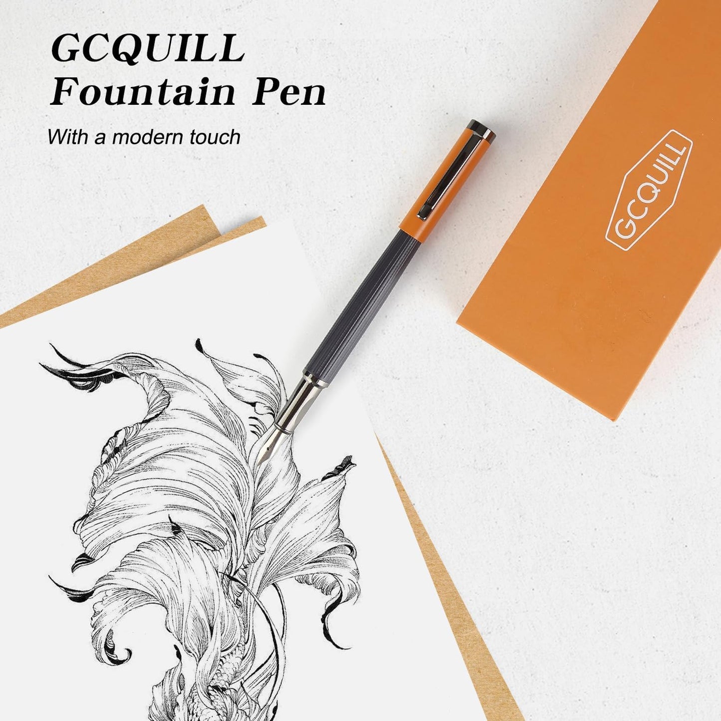 GC QUILL Fountain Pen Set – Fine Nib with 12 Ink Cartridges and Ink Refill Converter, Pen Gift Set for Writing Journaling Calligraphy– MU-12