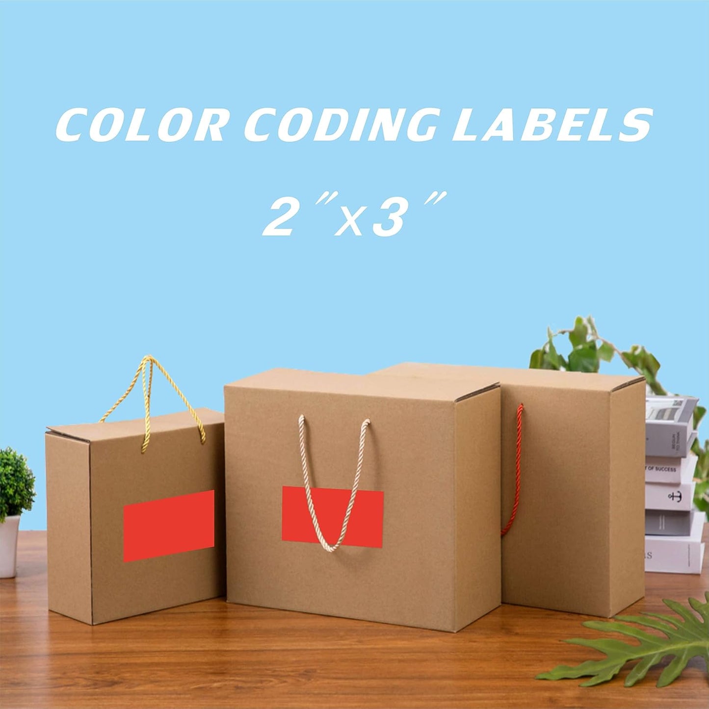 PARLAIM 3" x 2" Adhesive Color Cod Stickers,250 per Dispenser Box Roll Square Label Inventory Stickers (Fluorescent Red)