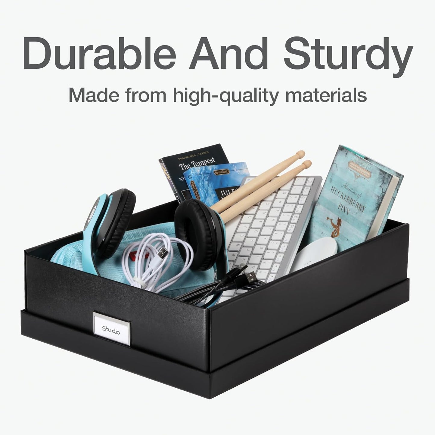 Oxford Keepsake Box, Protective Storage Box, Home and Office Organizer, Photo Storage Box, Souvenir Organizer, Large, 16" x 12" x 4 1/4" (41787)