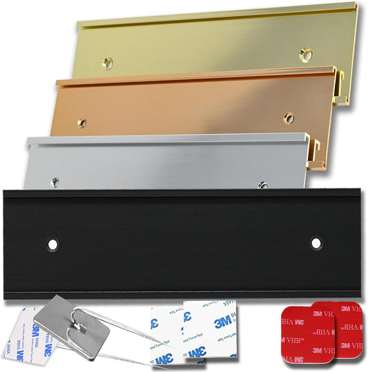 Executive Wall Nameplate Sign Holder Black Aluminum Fits 2x12 Plastic Office Door Name Plate or Cubicle Option| Made in USA