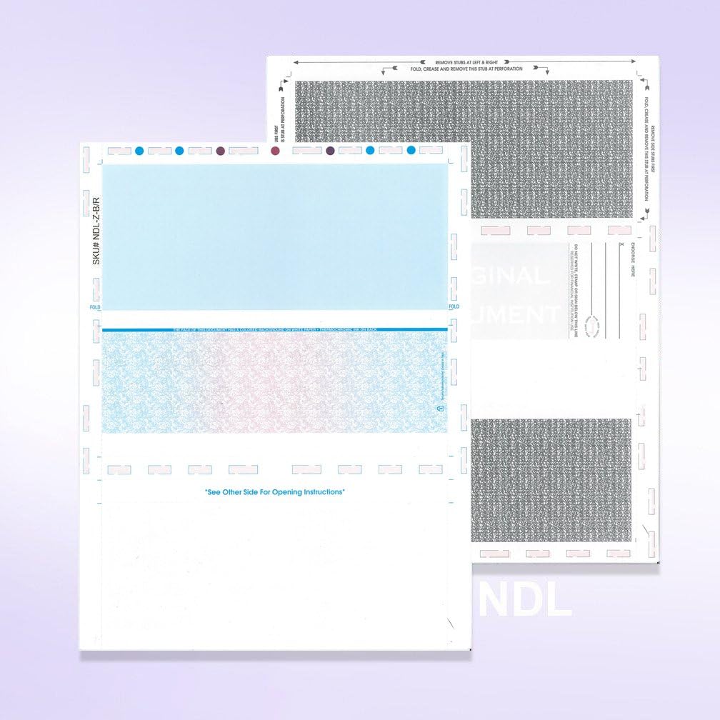 NextDayLabels - 8-1/2" x 11" Z Fold Pressure Seal Self Mailer Checks (Red/Blue-500)