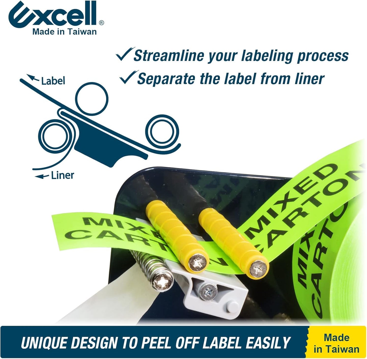 Excell LD-618 Manual Metal Table Label Dispenser: Ideal for Home, Office, Retail, and Warehouses. Fits 6.5" Labels. Features a Sturdy Metal Construction and Easy Label Dispensing.