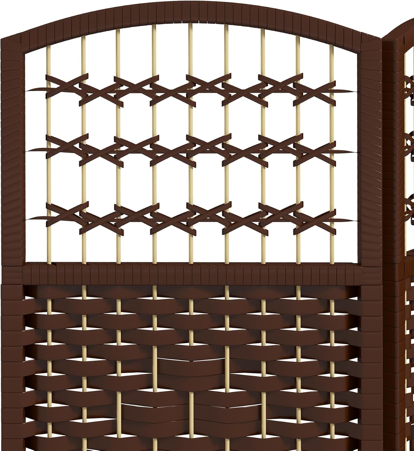 HOMCOM 6 Panel Room Divider, Folding Privacy Screen, 5.6' Room Separator, Wave Fiber Freestanding Partition Wall Divider, Brown