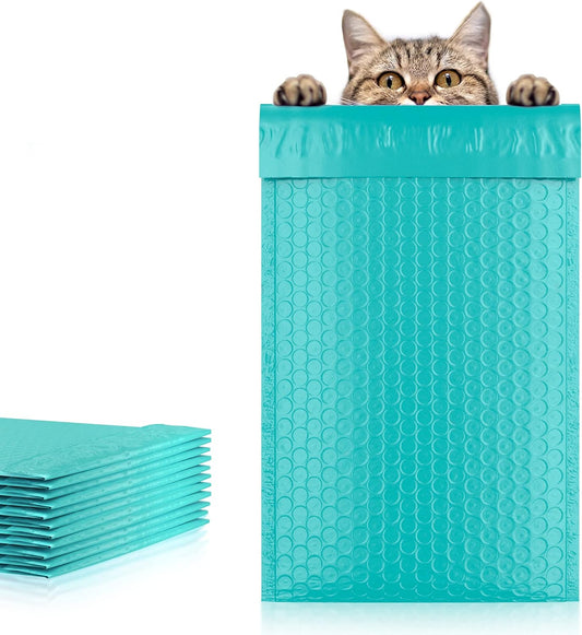 Teal Poly Bubble Mailers Self Seal, 5 x 9 Inch. Pack of 25 Bubble Packaging Envelopes for Shipping. Durable Padded Envelopes Waterproof. Self Seal Padded Mailers. Shipping Packages