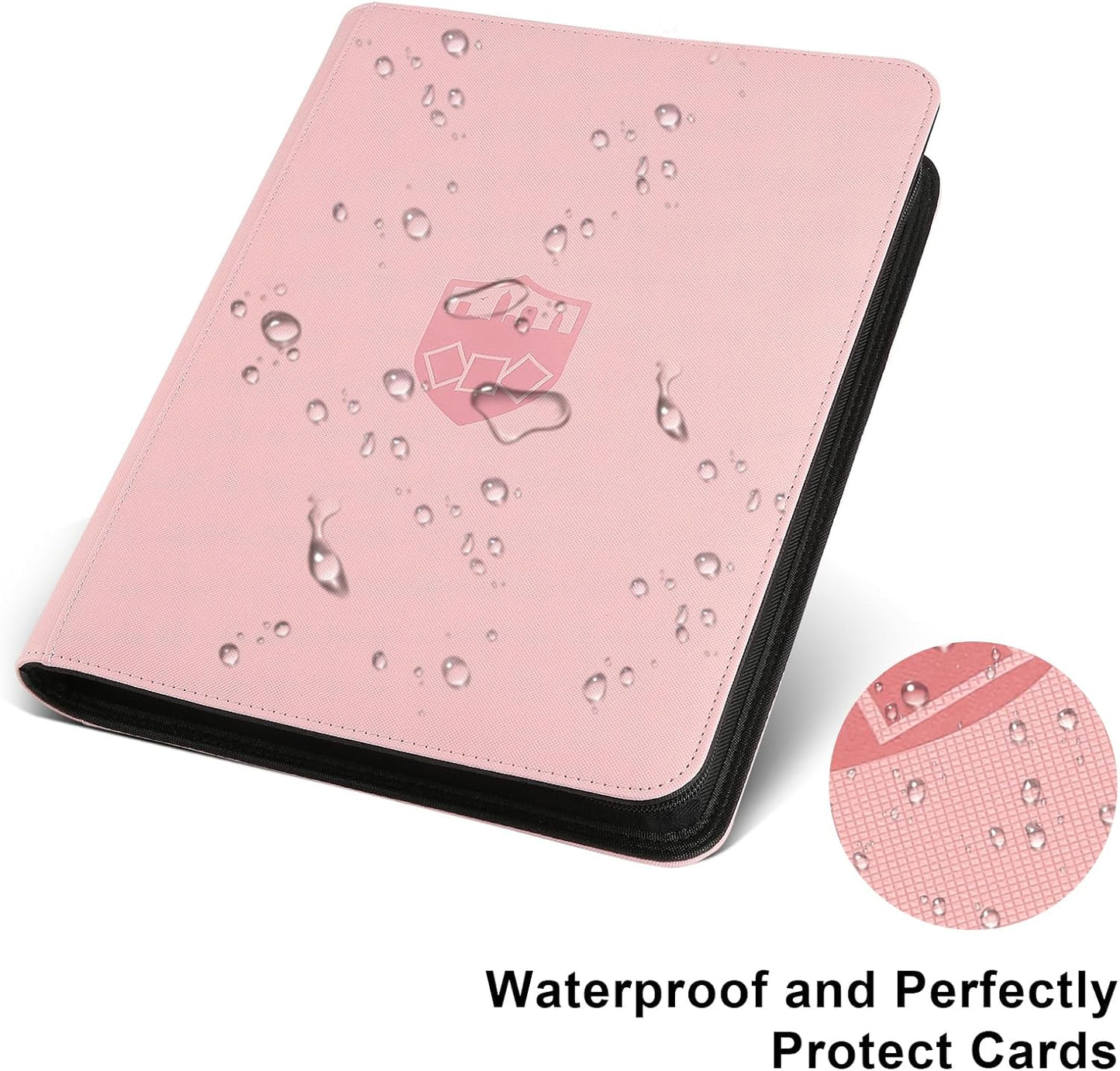 Trading Card Binder 9 Pocket, GERMUN PU Cover Card Binder for 360 Cards, Premium Trading Card Holder Folders, Double Sided Pocket Card Album for MTG, TCG (Pink)