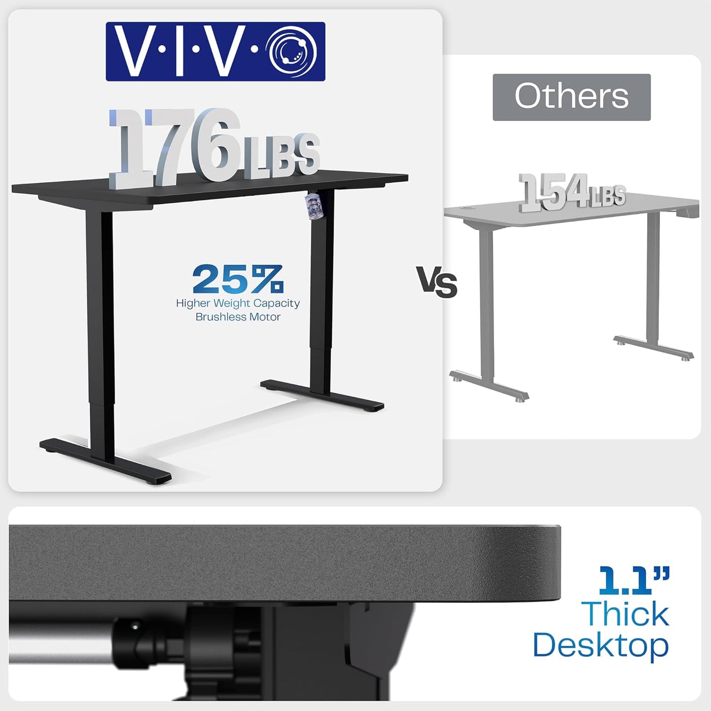 VIVO Electric 43 x 24 in Standing Desk, Memory Height Adjustment, 1B Series, One-Piece Dark Gray Top, Gray Frame, DESK-KIT-1G4G