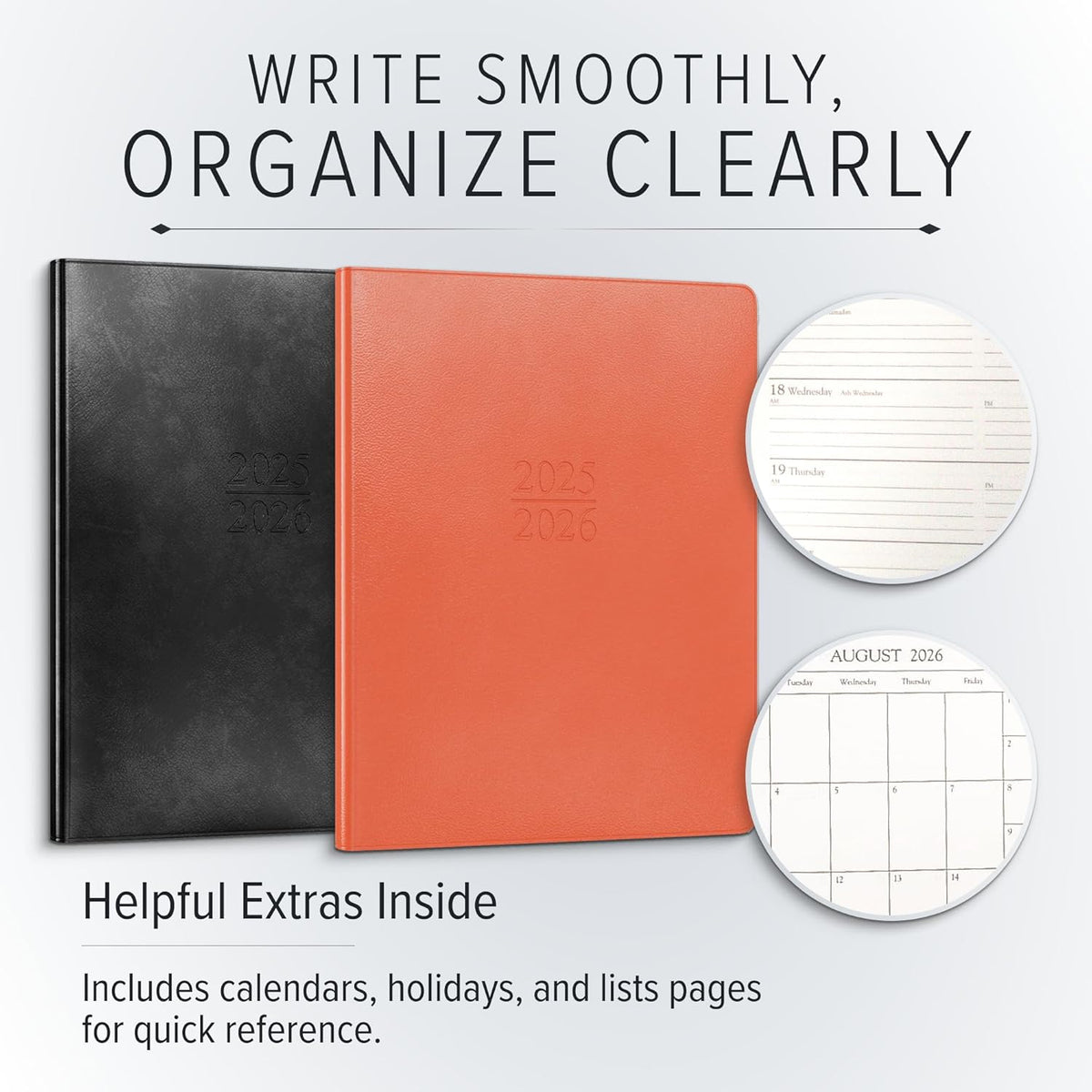 Gallery Leather Academic Planner 2025-2026, Teacher and Student Weekly Monthly Planner, Elegantly Bound Calendar with Gold-Gilded Page Edges, 18 Months - Floral Espresso - 9x7"