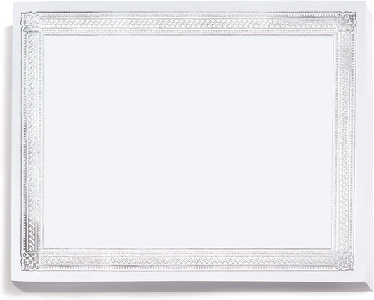 PaperDirect Silver on White Elite Specialty Certificates, 8½ x11, Foil Accents, 50 Count, Certificates And Awards Paper, For School, Work, Diplomas & Award Certificates