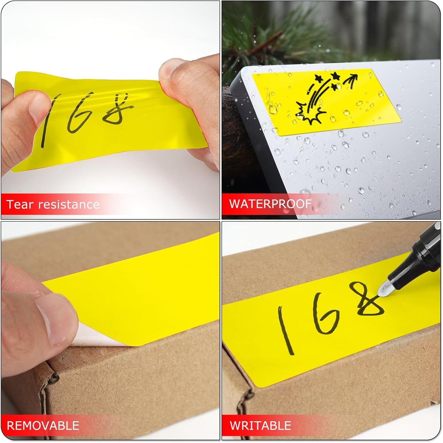 Yellow Rectangle Stickers 4 x 2 Inch Color Coding Labels Vinyl Roll Self-Adhesive Waterproof Removable 500 PCS