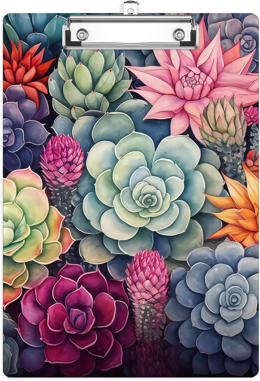 Cactus Succulent Plastic Clipboards,Cute Fashion Clipboard Decorative 8.5" x 12.5"Standard A4 Size Clipboards,Acrylic Clipboard for Teacher,Social Worker,Students,Nurse,Office Supplies