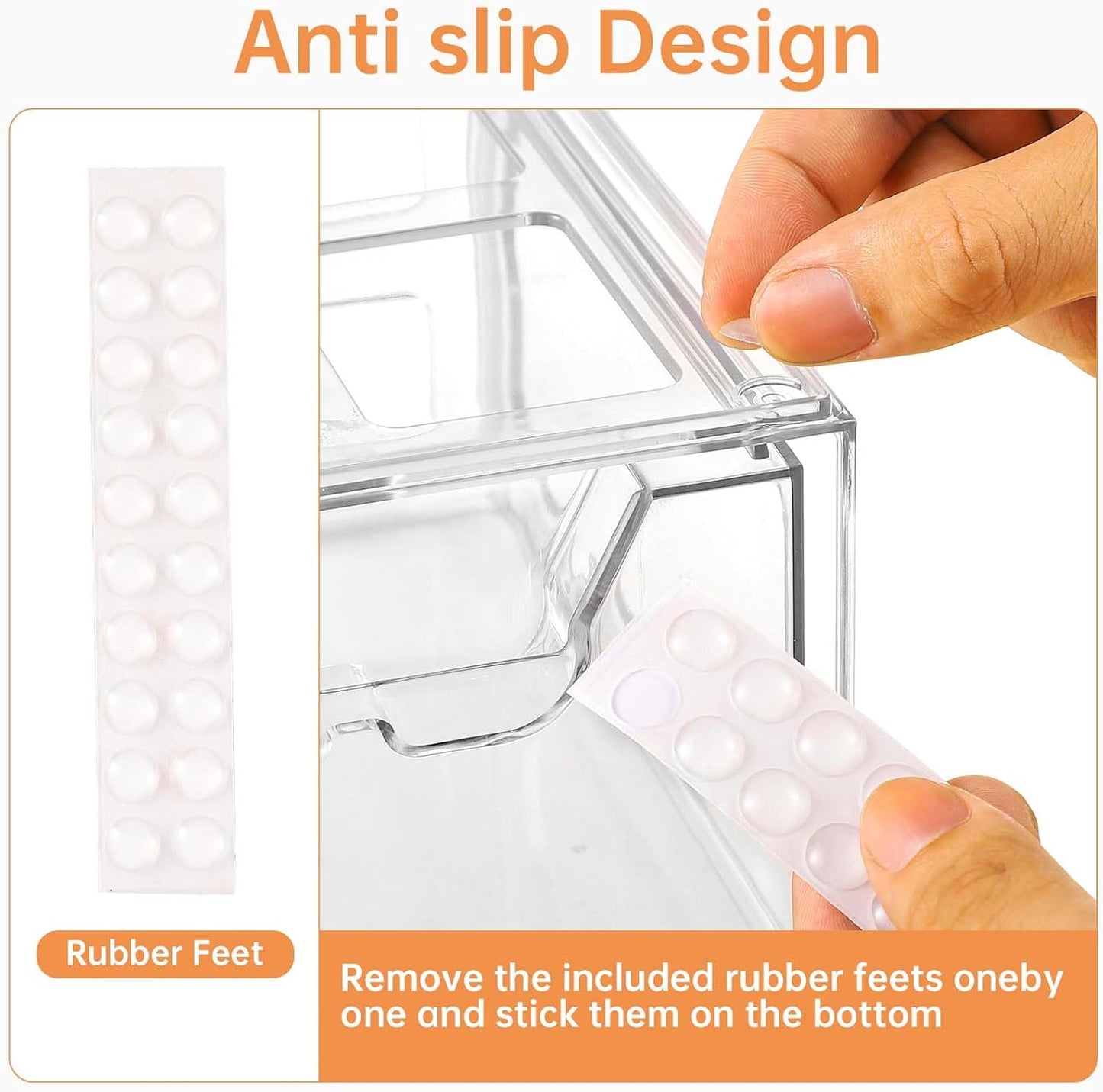 4 Pack Stackable Makeup Organizer, 4.4'' Tall Acrylic Bathroom Makeup Organizer and Storage Drawer with Pull-out Handle, Clear Plastic Storage Bins for Vanity,Pantry,Desk,Undersink,Kitchen