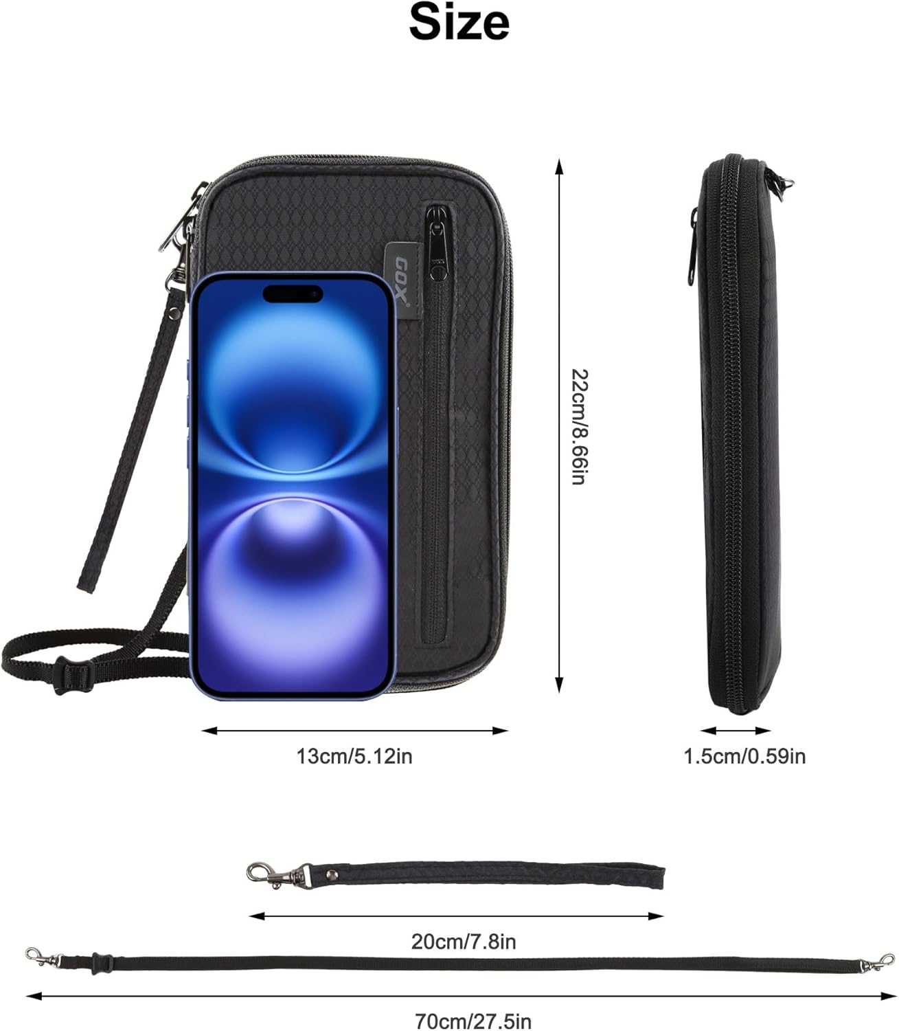Neck Wallet RFID Blocking Family Passport Holder Organizer Case Travel Pouch (Black)