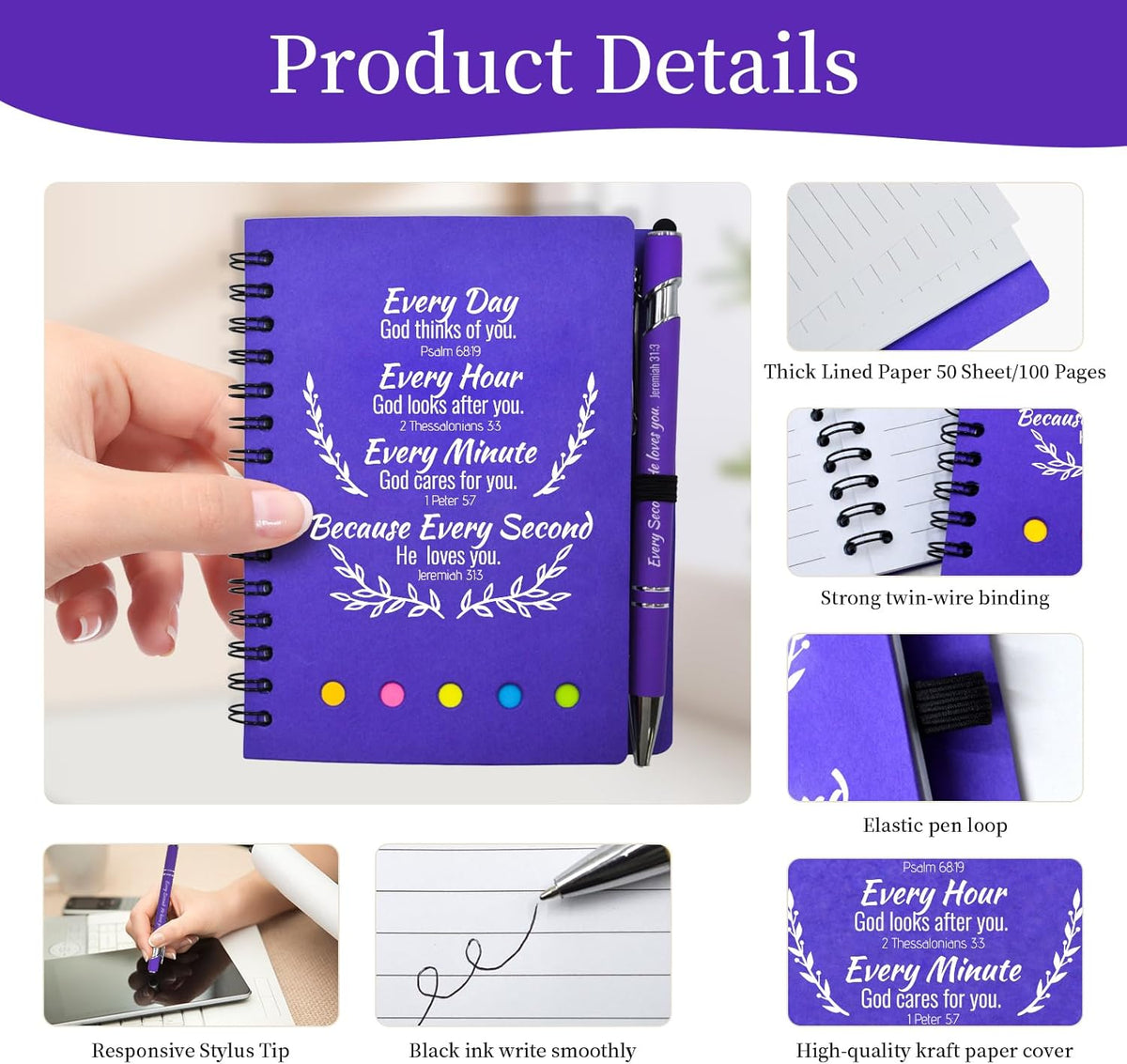 200 Pcs Bulk Fathers Day Christian Gifts Prayer Journal for Woman - 100 Set Religious Notepad with Christian Pen - Bible Notebook - Church Gifts for Inspirational, Bible Study, Devotions ( Elegant )